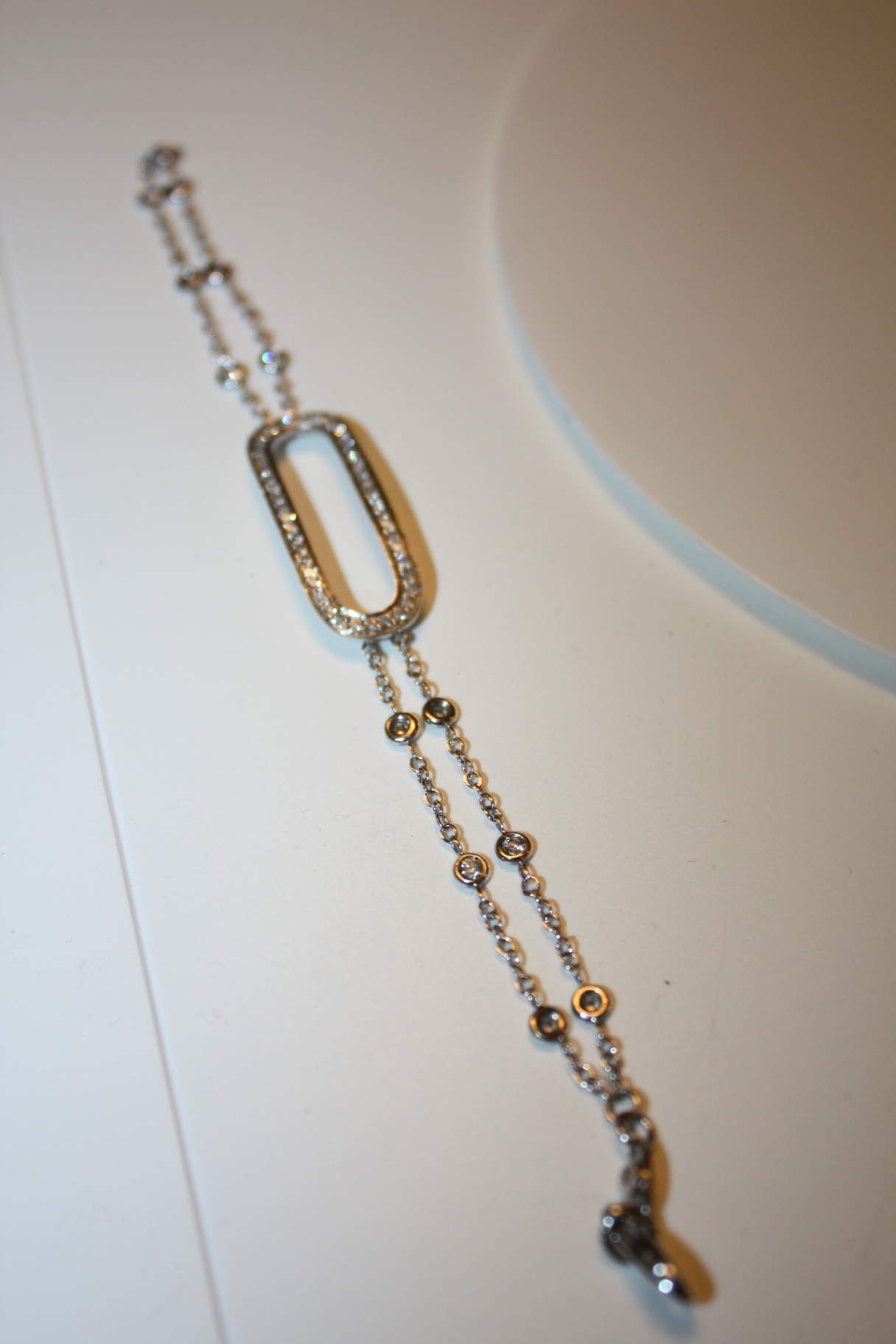 Vintage 18k White Gold Diamond Bracelet with Stylized "C" Hallmark - image 10 of 14