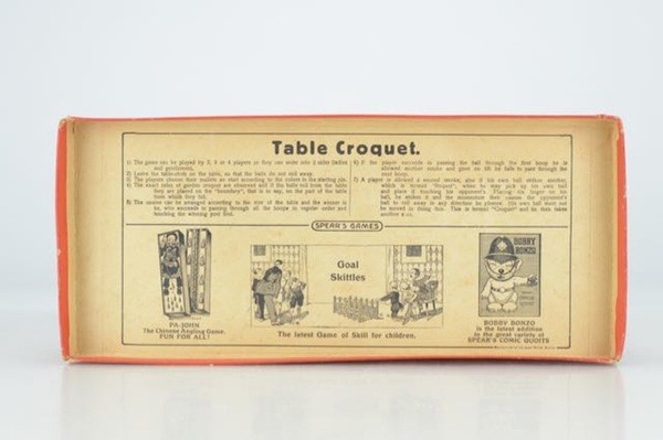 vintage Table Croquet tabletop parlor game by Spears Games 1900s-1910s Original Box & Complete Inside - image 8 of 11