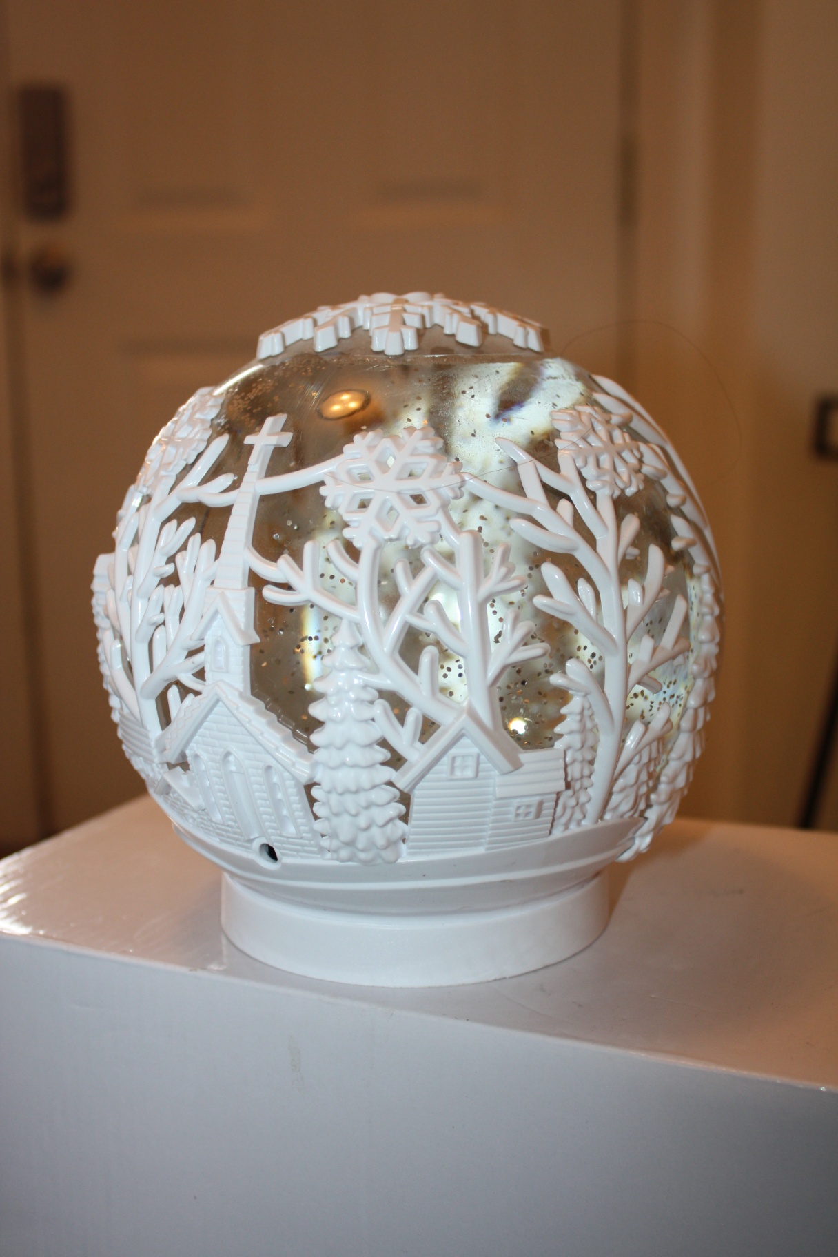 Lighted Water Lantern Snow Globe - White Santa/Sleigh - image 3 of 3