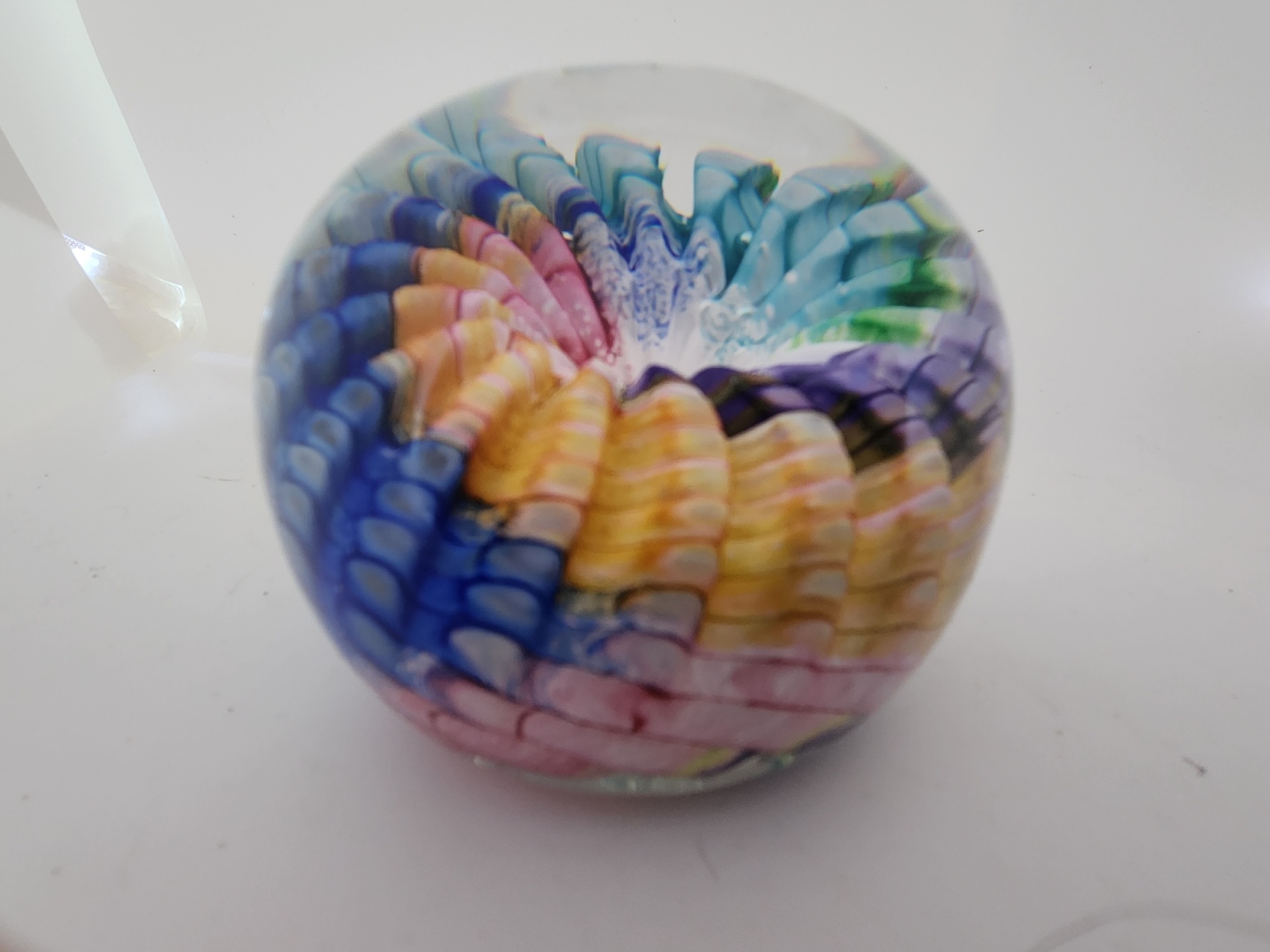Epiphany Studio April Wagner Art Glass Signed “Rainbow Spiral Vortex” 2003 Paperweight – Signed – Hand Blown Studio Art Glass - image 1 of 6