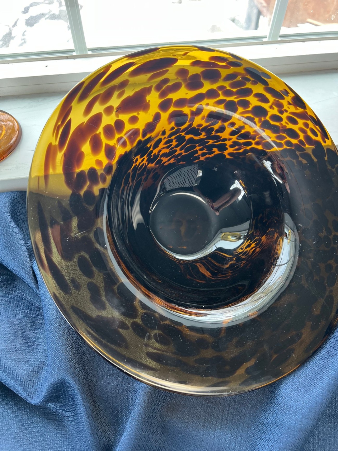 Amber Tortoiseshell Glass Decorative Lot – Large Art Glass Bowl, Molded Vase & Candlestick – 3 Pieces - image 6 of 8