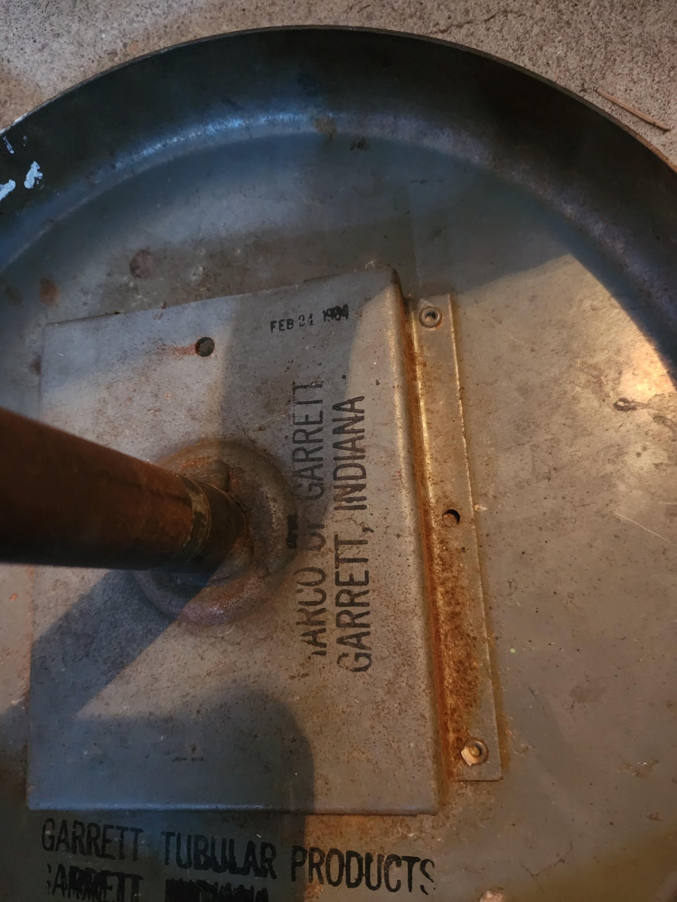 Industrial Steel Factory Stool by Garrett Tubular Products, Garrett, Indiana – Stamped & Dated (Feb. 24, 1904) - image 7 of 9