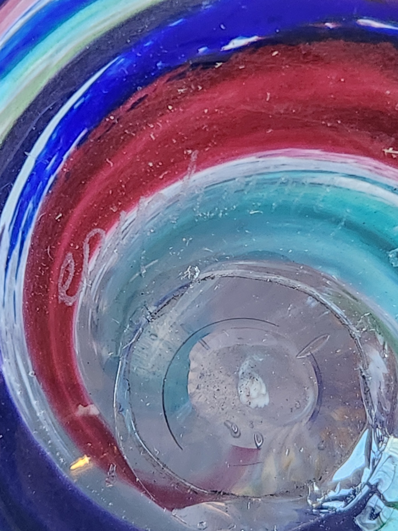 Epiphany Art Glass Studio April Wagner Rainbow Swirl (Red, White and Blue) Hand-Blown Paperweight - Signed early 2000s - image 6 of 7