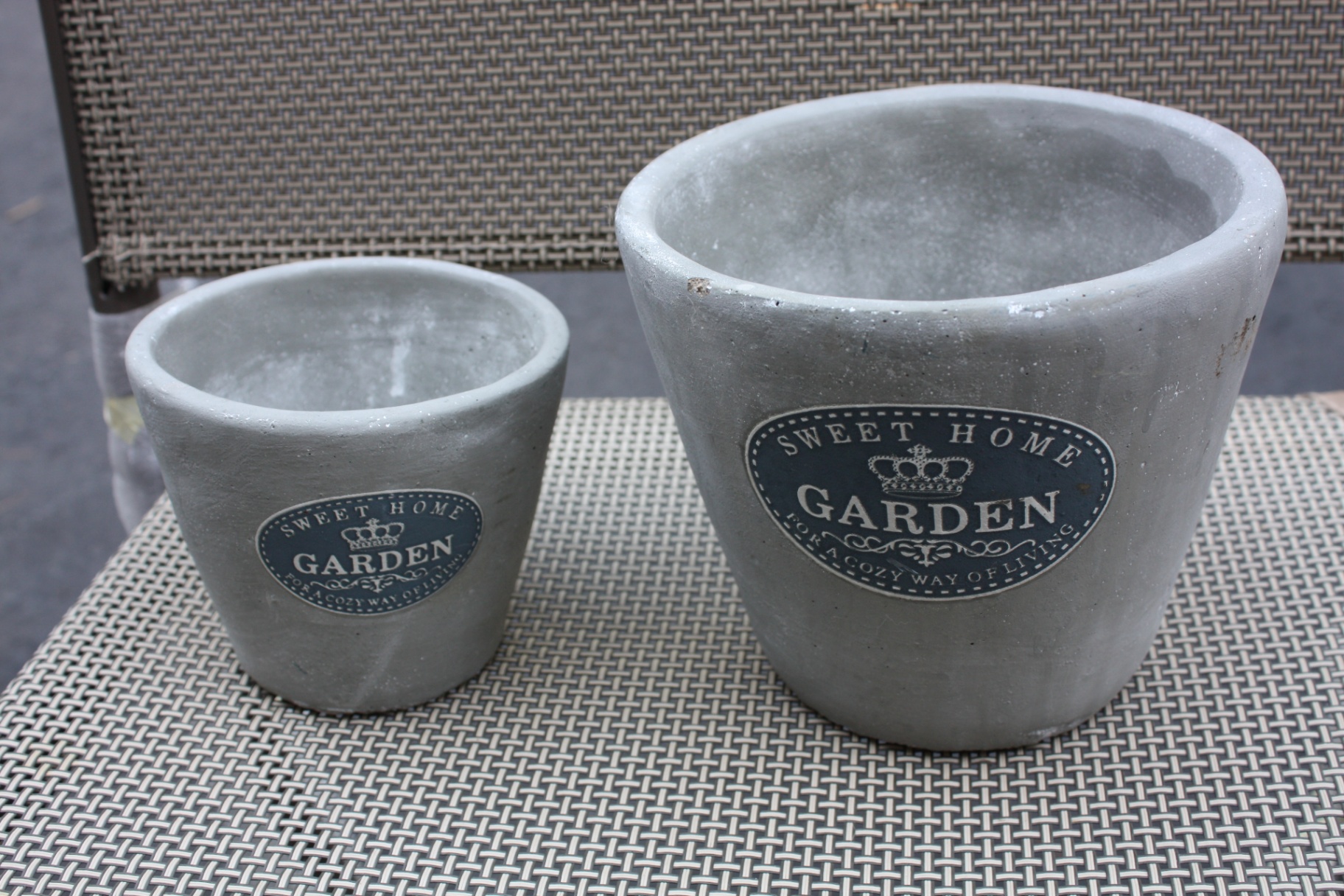 Set of 2 "Sweet Home Garden" Antique-Style Cement Planters - image 1 of 3