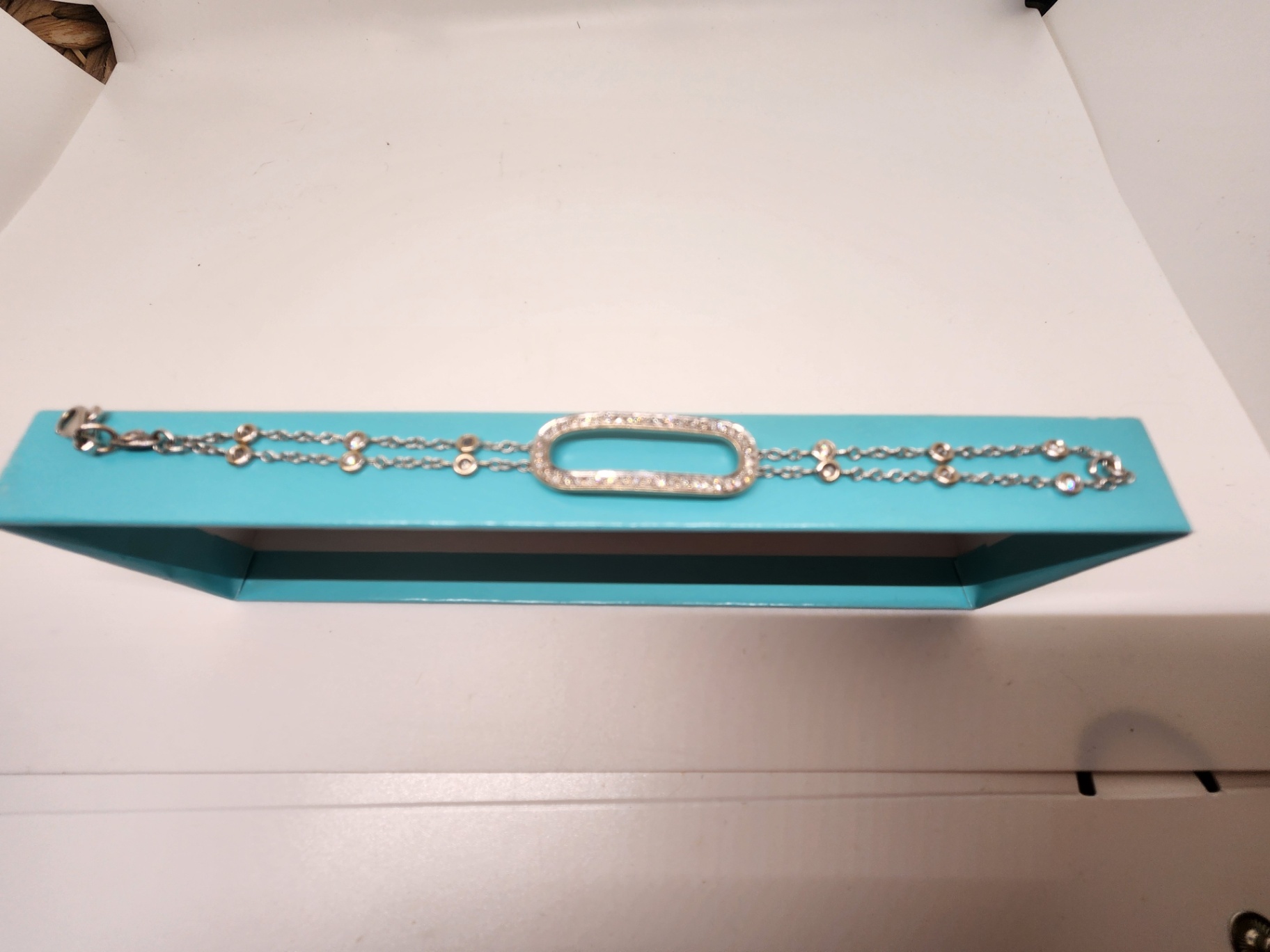Vintage 18k White Gold Diamond Bracelet with Stylized "C" Hallmark - image 2 of 14