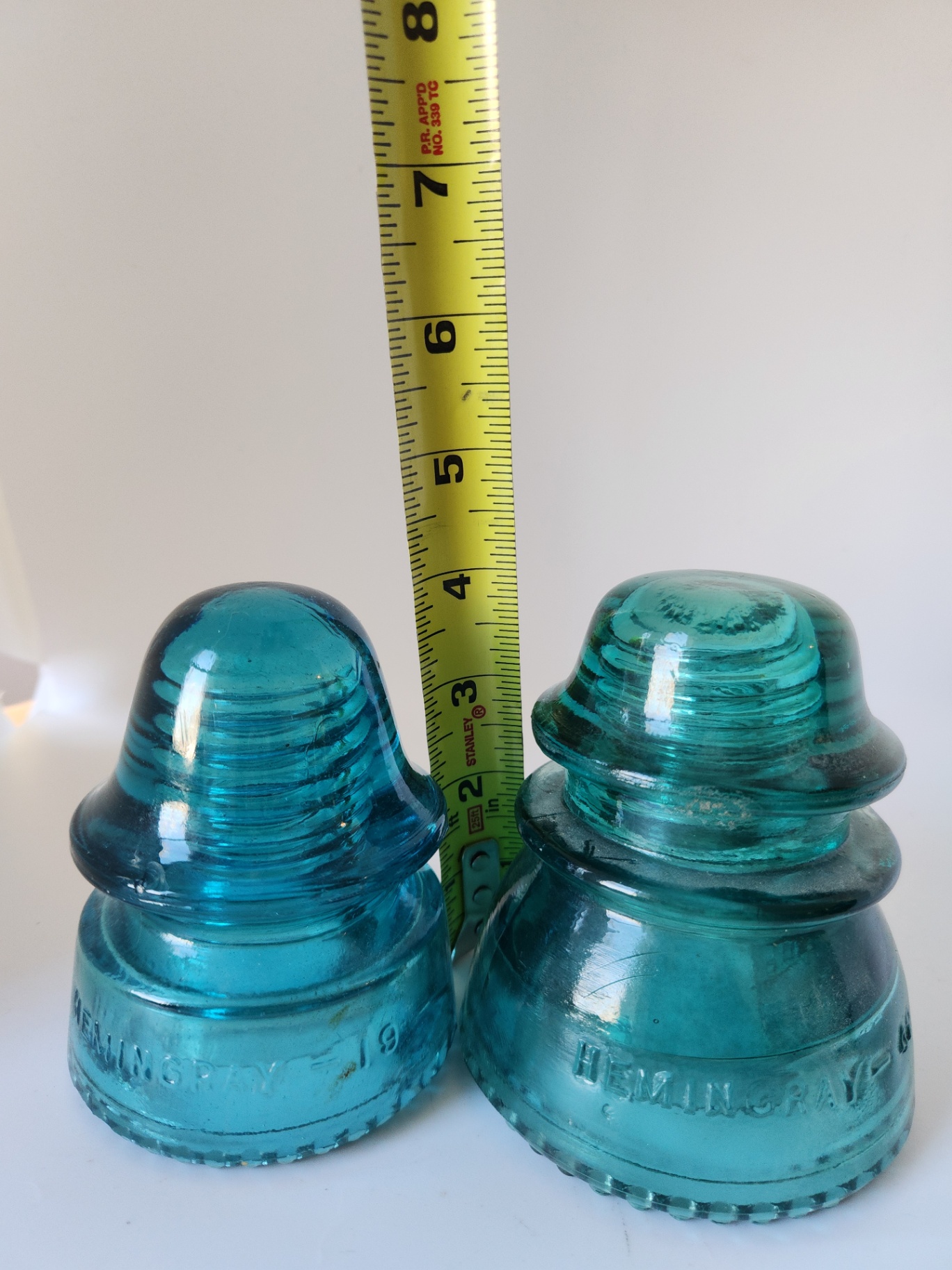Pair of Aqua Glass Telegraph Insulators – Hemingray No. 19 & No. 42 - image 4 of 7