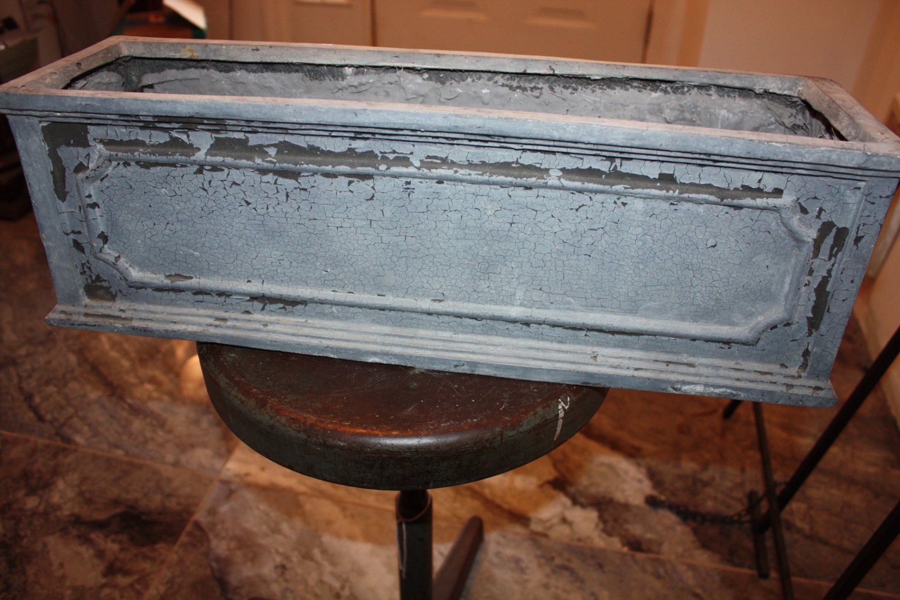 Vintage French-Style Weathered Grey Trough Planter – Rectangular Garden Window Box (22" by 7" by 7" - image 1 of 3