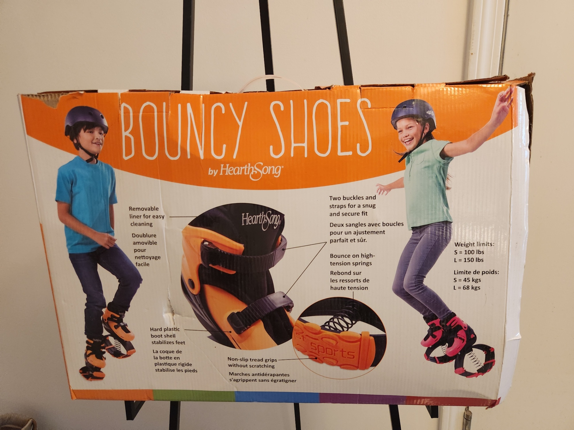 HearthSong Bouncy Shoes – Kids Spring Jumping Shoes, Size L (US Kids 5–7), Orange/Black, Original Box - image 1 of 5