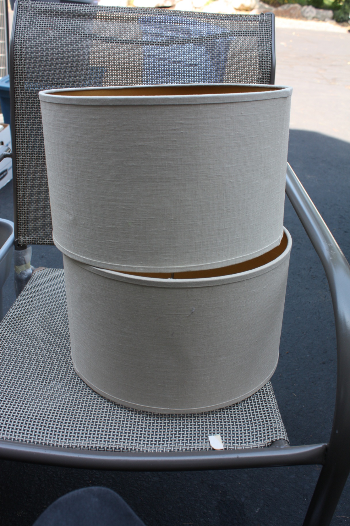 Pair of Restoration Hardware Neutral Linen Drum Lampshades – NWT - image 1 of 5