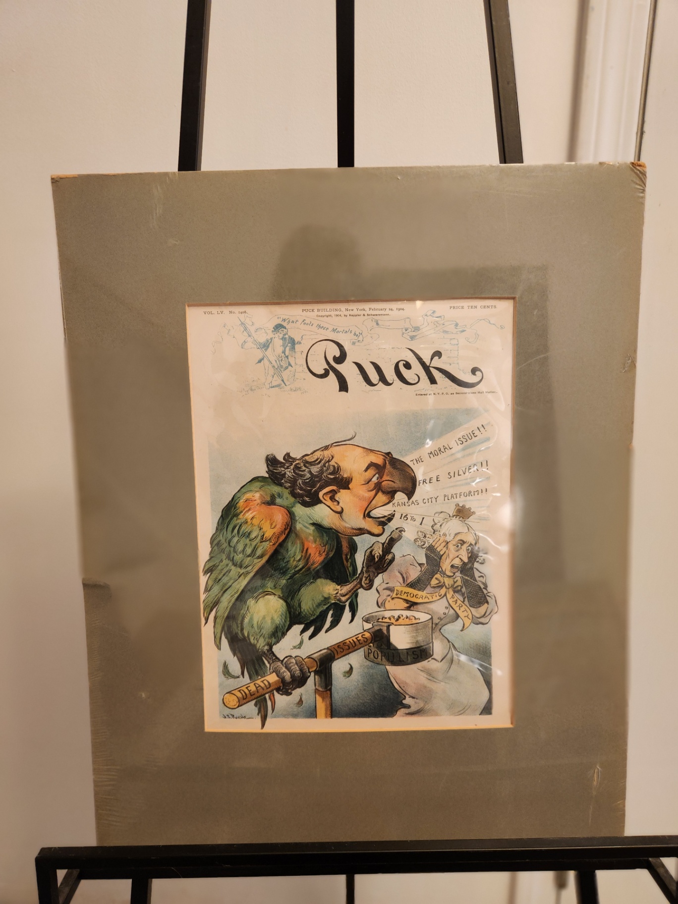 Matched Pair of Original Puck Magazine Political Satire Prints – “Stand-Pat Policy /Protection” & “Free Silver/The Moral Issue” – c. 1890s - image 3 of 9