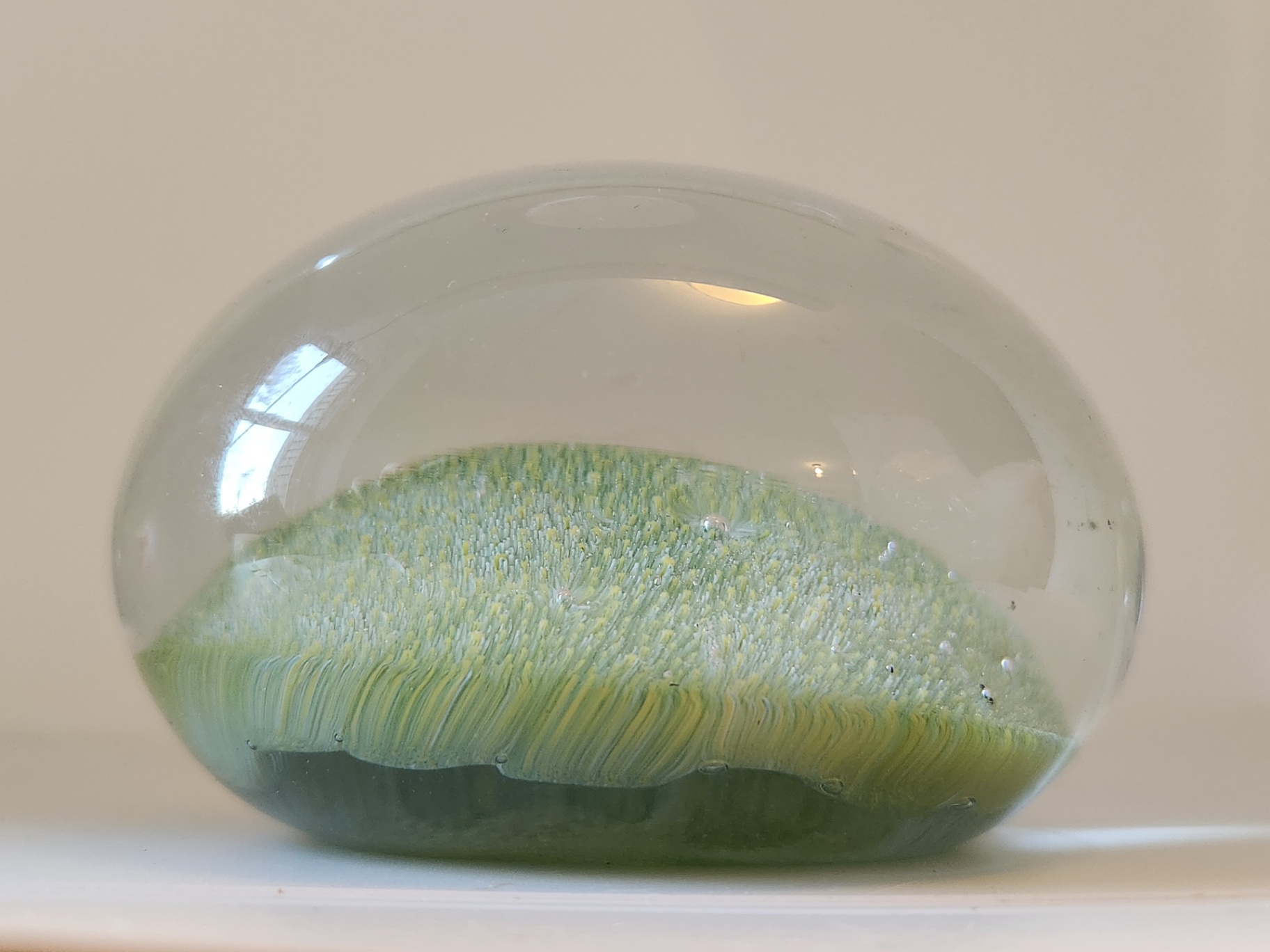 Vintage Vetri MURANO Barovier & Toso Glass Millefiori Art Glass Paperweight Green Yellow Micro Flowers - image 8 of 9