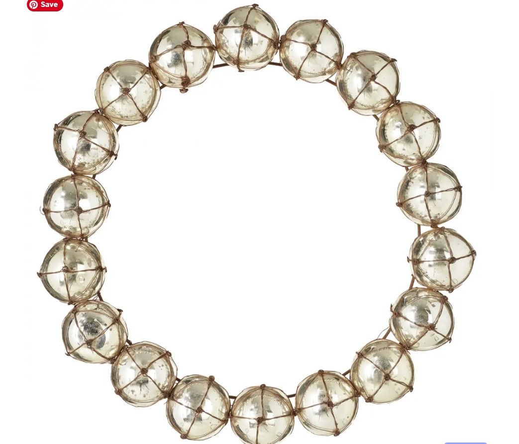 Oversized Modern Silver Glass Bauble Wreath on Iron Ring – Oka Style Sculptural Wall Décor - image 1 of 4
