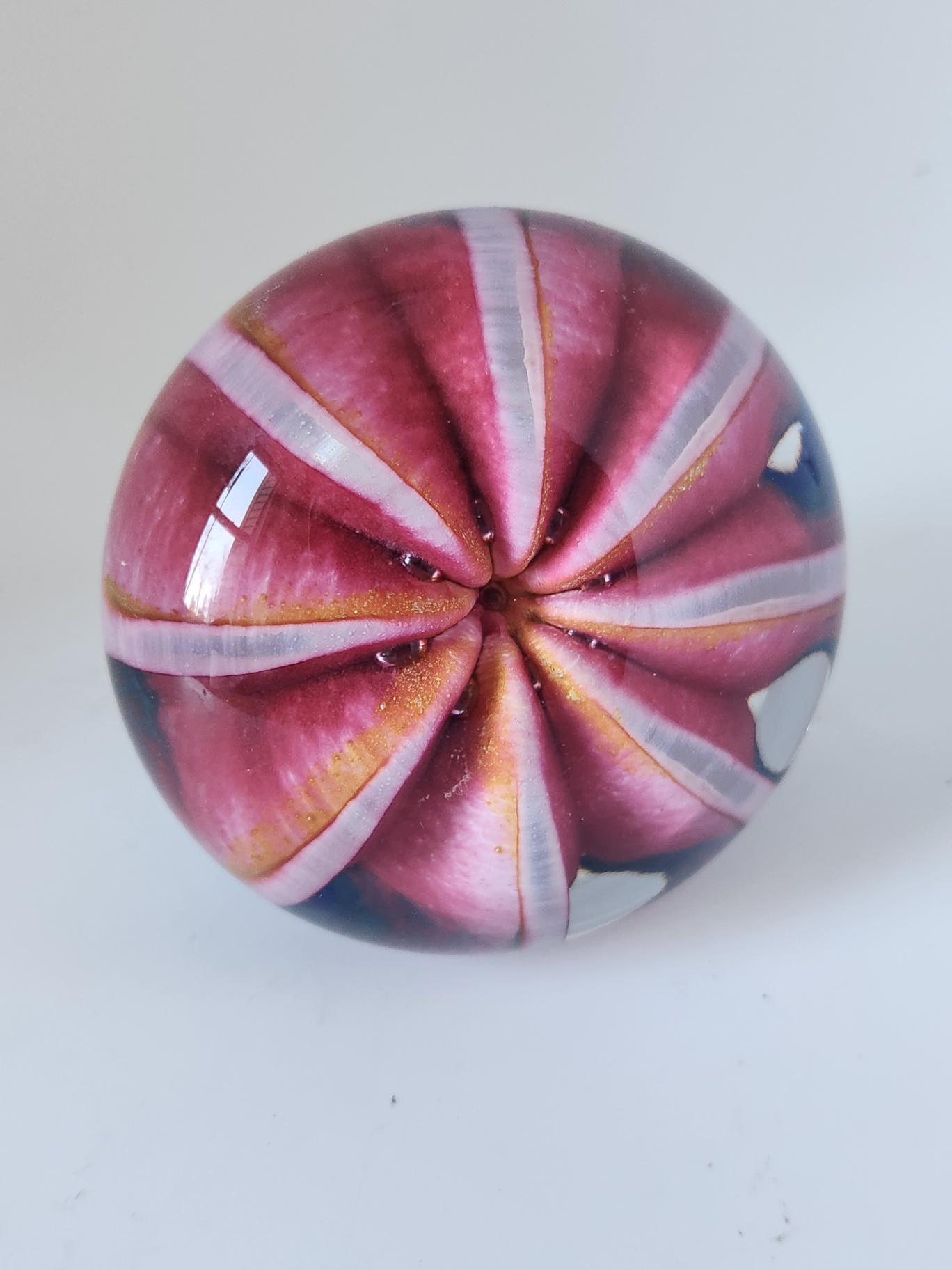 Epiphany Studio April Wagner Art Glass Pink Ruby Fruit Paperweight, signed and dated 2003 - image 3 of 7
