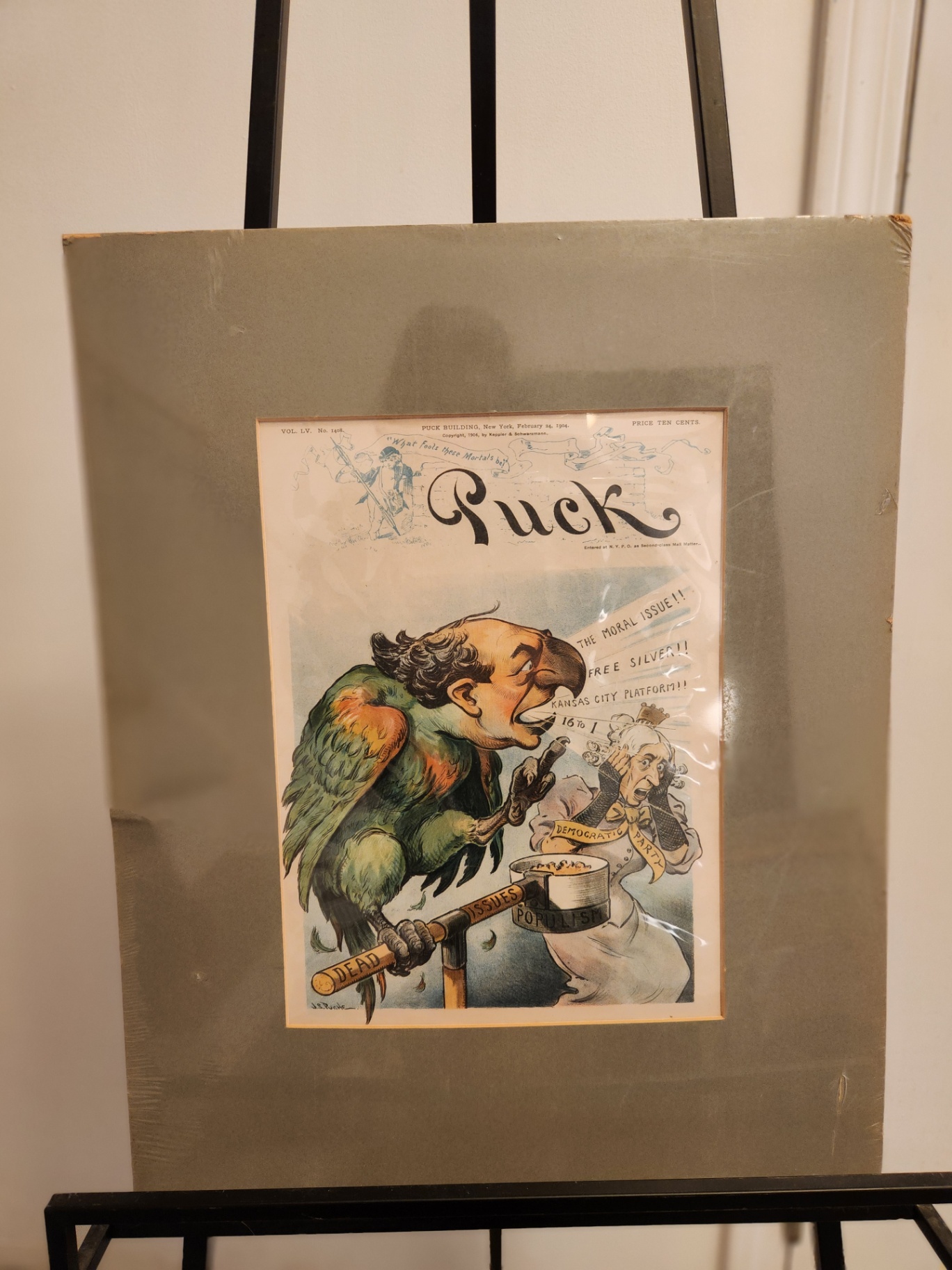 Matched Pair of Original Puck Magazine Political Satire Prints – “Stand-Pat Policy /Protection” & “Free Silver/The Moral Issue” – c. 1890s - image 4 of 9