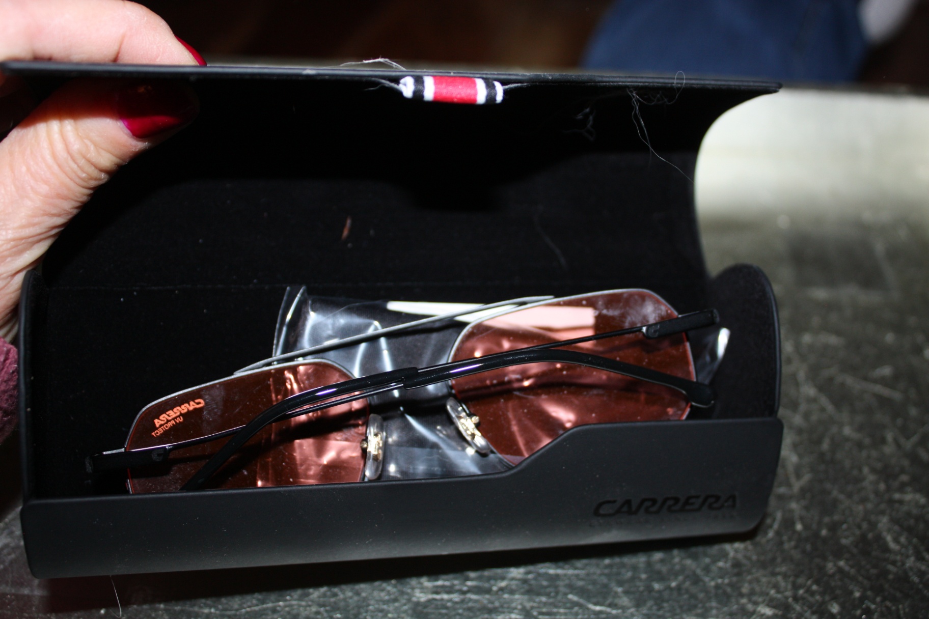 Carrera Designer Sunglasses with Case – Red Tinted Lenses, Sleek Metal Frame - 2016T/S  - image 2 of 4