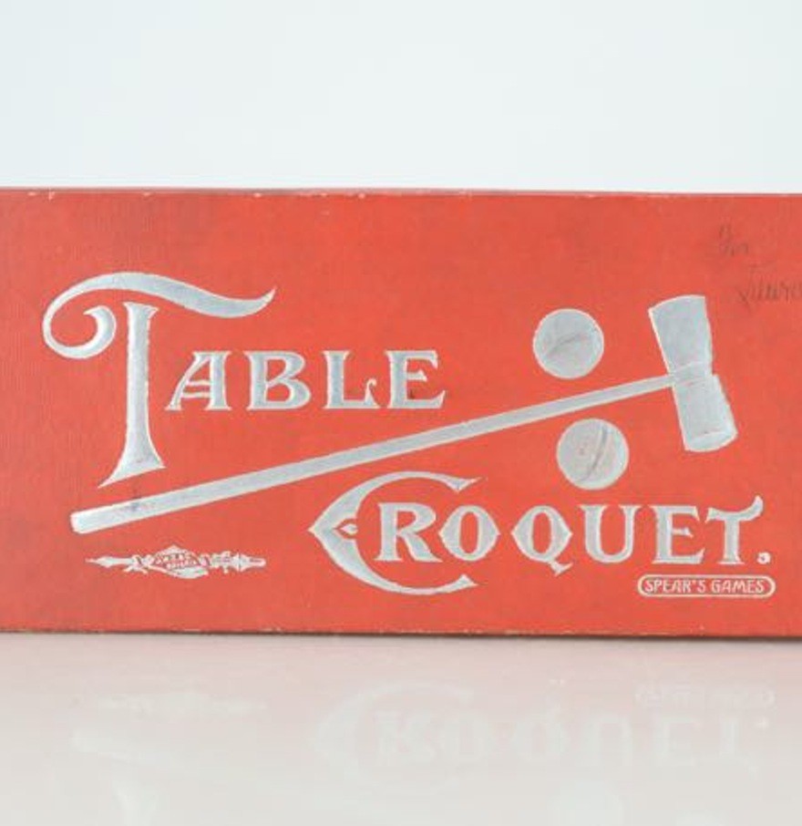 vintage Table Croquet tabletop parlor game by Spears Games 1900s-1910s Original Box & Complete Inside - image 1 of 11
