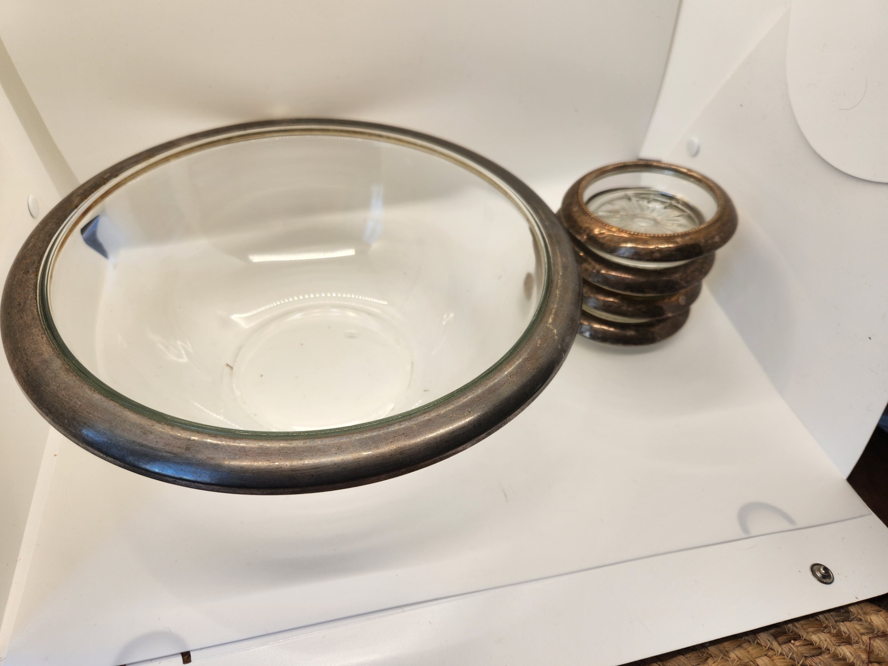 Vintage 5-Piece Silver-Rimmed Glass Serving Set - Mid-Century Modern - Mold 30/30 - image 3 of 10
