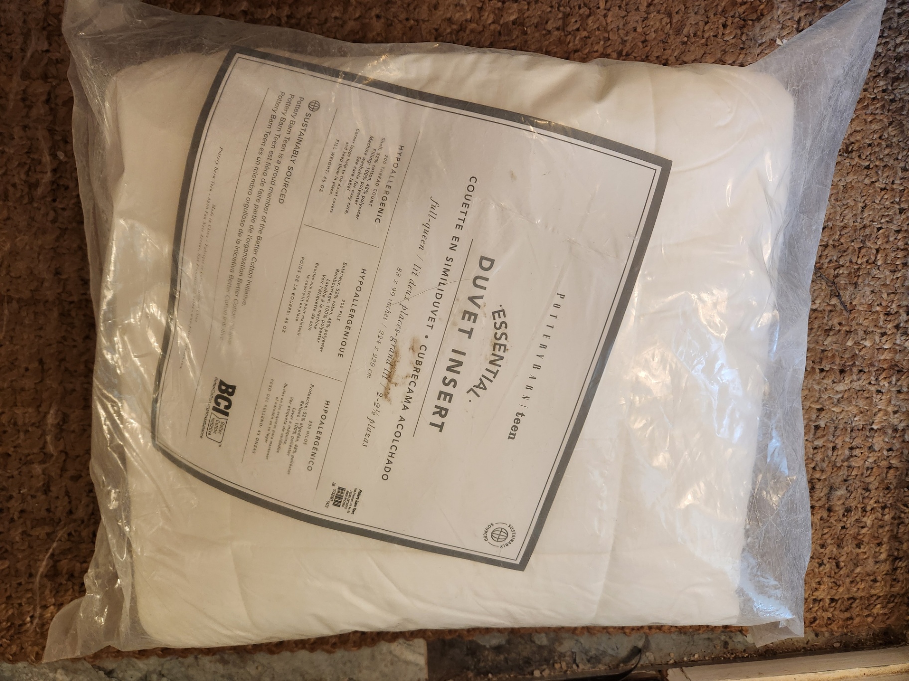 New Pottery Barn Teen Essential Duvet Insert Lightweight Full Queen White - BNIP - image 2 of 3