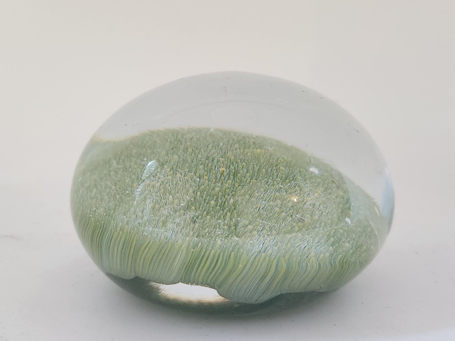 Vintage Vetri MURANO Barovier & Toso Glass Millefiori Art Glass Paperweight Green Yellow Micro Flowers - image 3 of 9