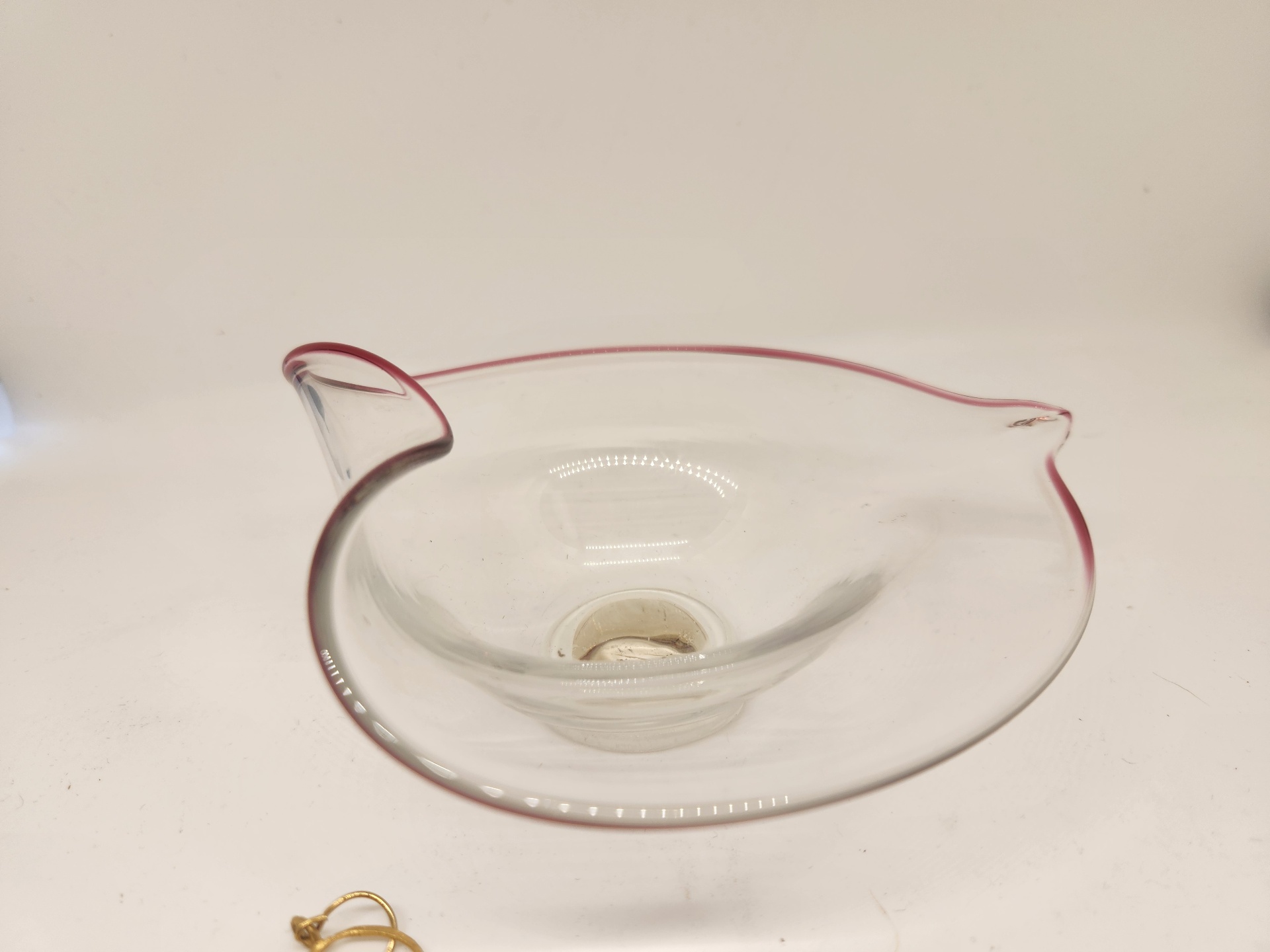 Beautiful Art Glass Bowl + Modern Gold-Tone Necklace & Gold-Tone & Black Stone Earrings Set (3pc Lot) - image 3 of 12
