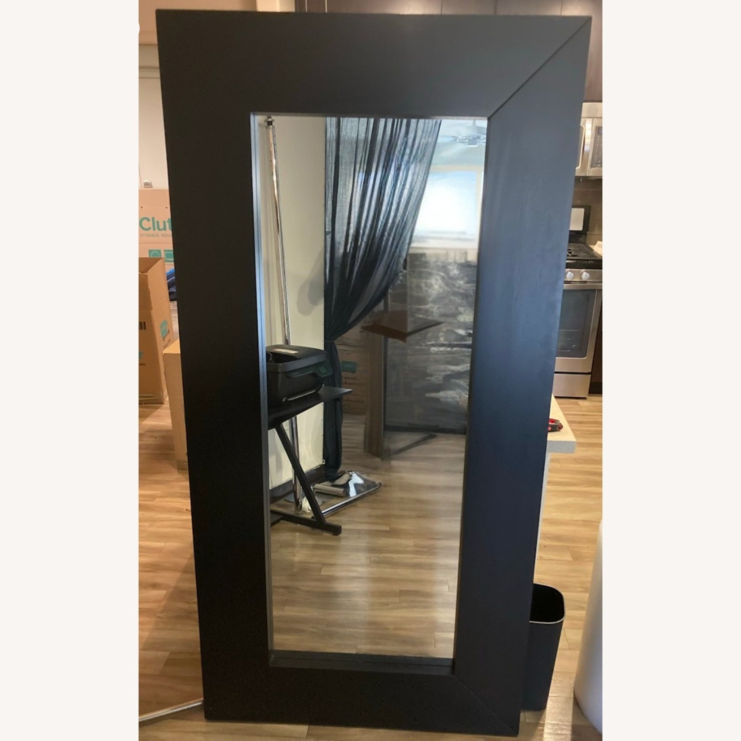 Mirror - Oversized Modern Black Floor Mirror (7 feet by 3 feet) with Wide Mitered Frame - image 1 of 3