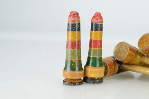 vintage Table Croquet tabletop parlor game by Spears Games 1900s-1910s Original Box & Complete Inside - image 5 of 11