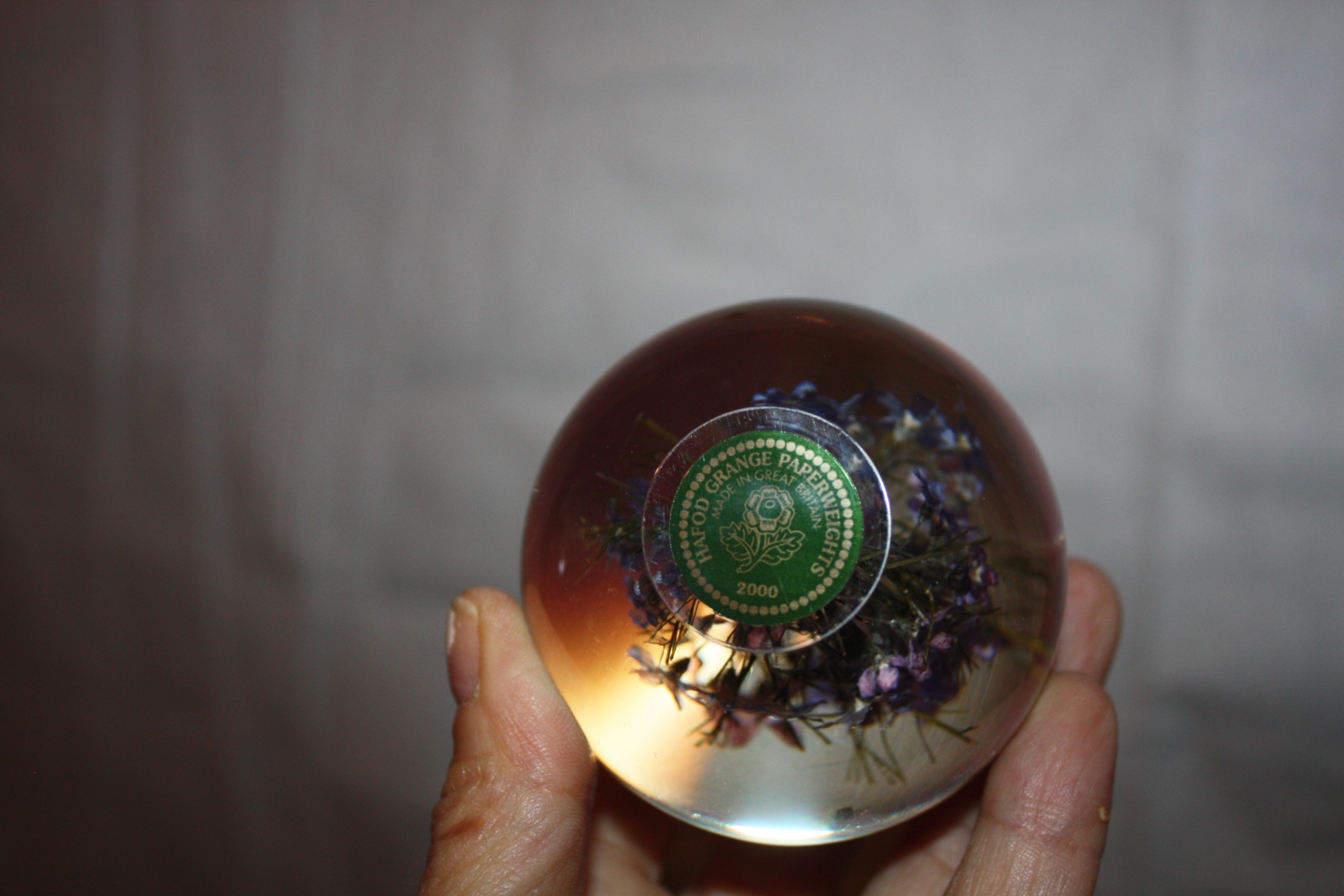 Haford Grange purple lavender flower glass paperweight made in S. Wales (UK) - image 4 of 4