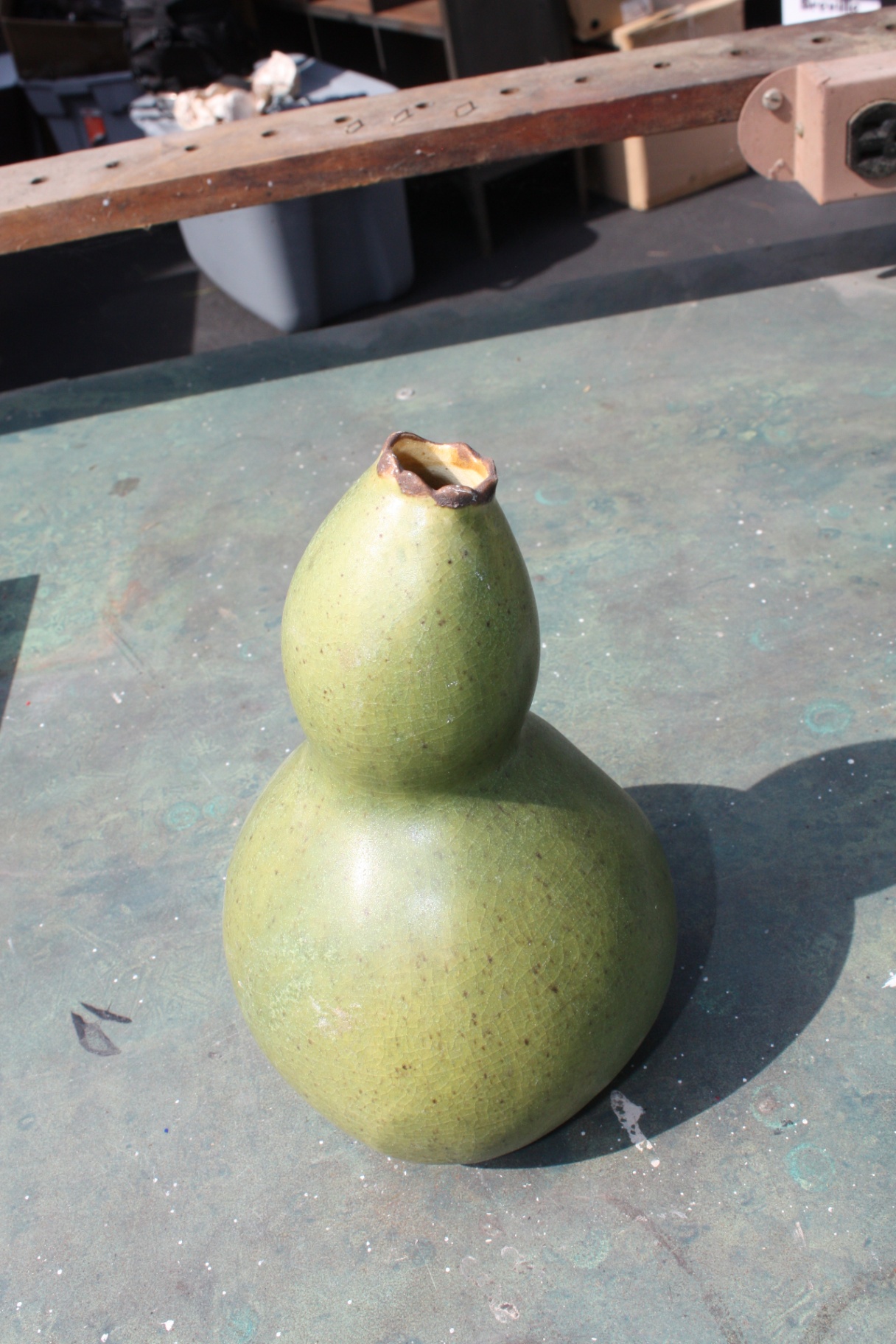 Patricia Garrett early 2000 green gourd vase - image 1 of 3