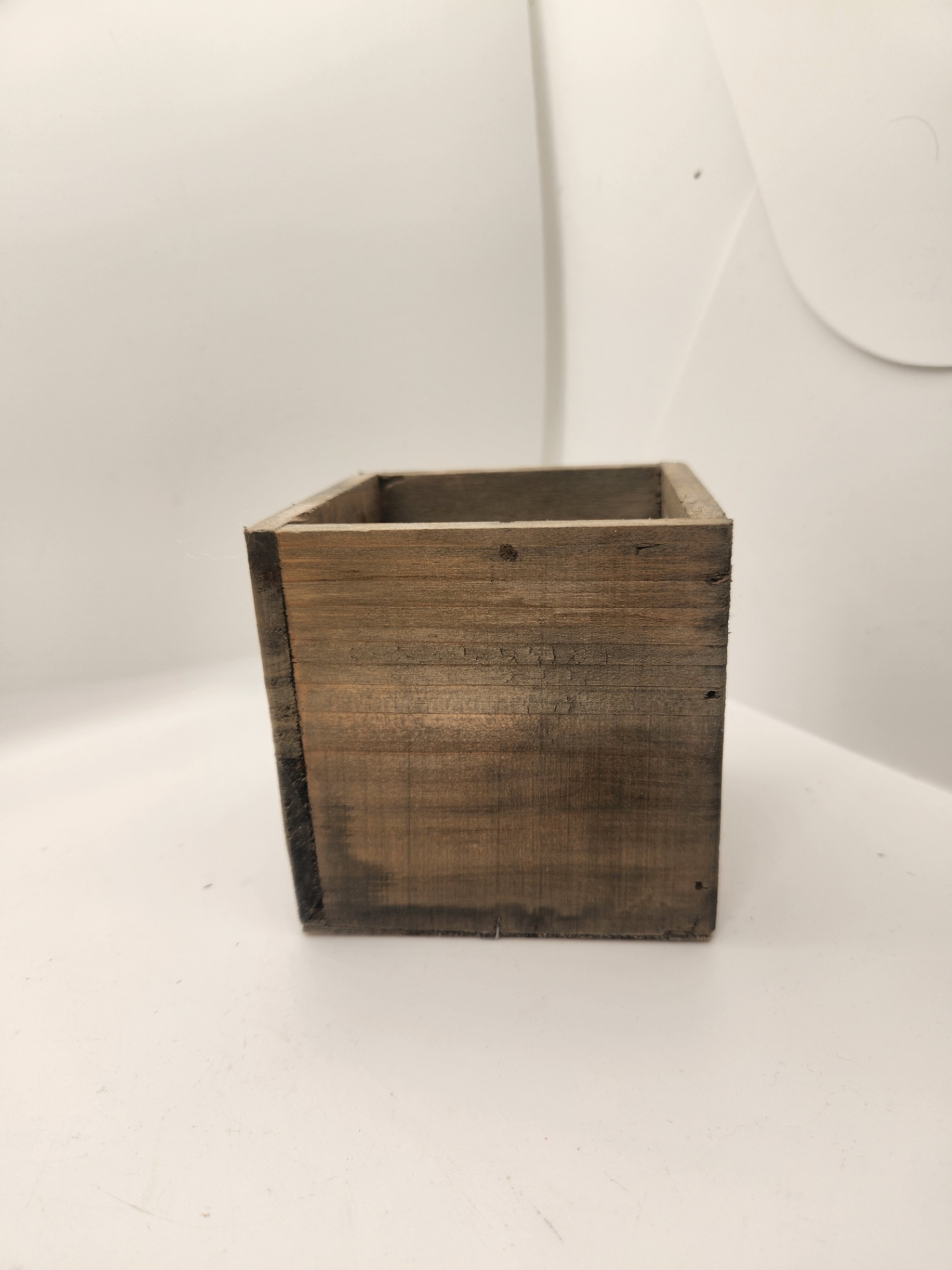 Group of Three Planters – Ceramic Urn, Wooden Box Planter & Black Metal Square Planter - image 5 of 7