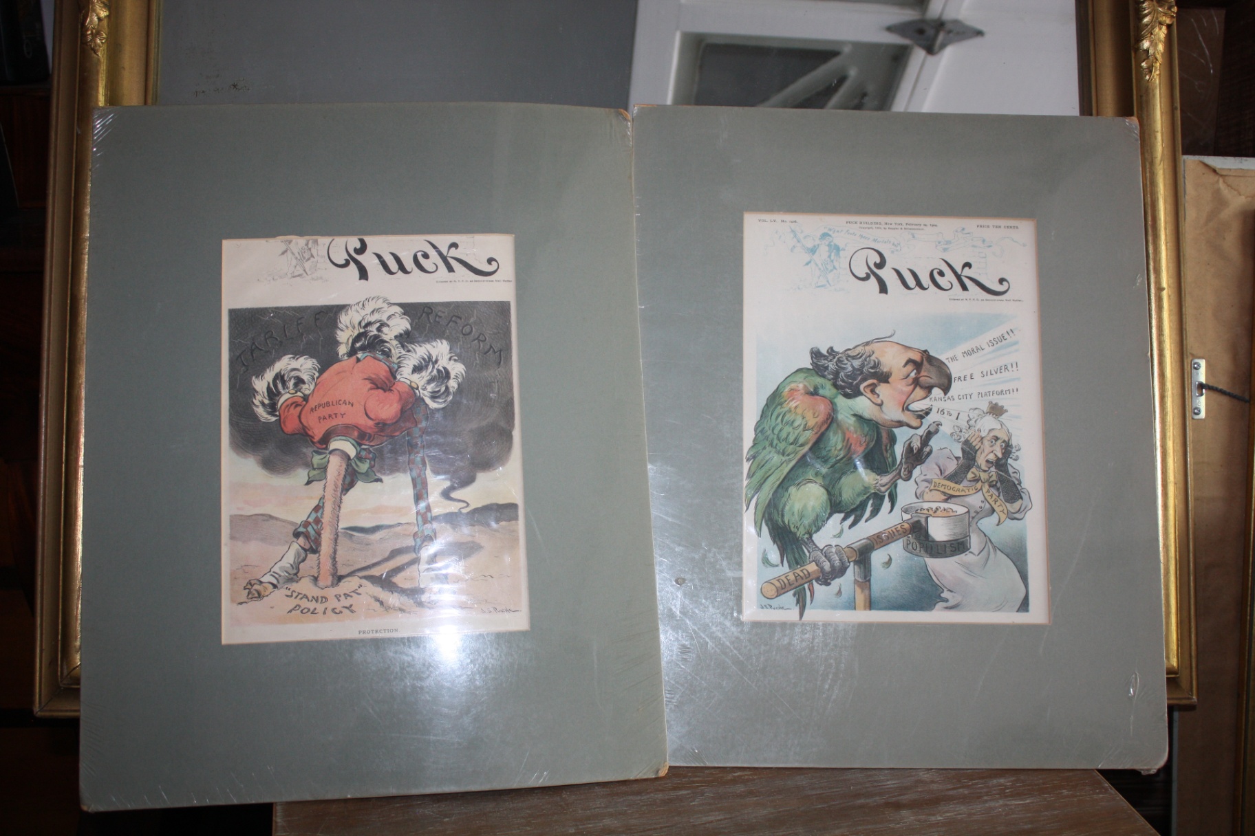 Matched Pair of Original Puck Magazine Political Satire Prints – “Stand-Pat Policy /Protection” & “Free Silver/The Moral Issue” – c. 1890s - image 7 of 9