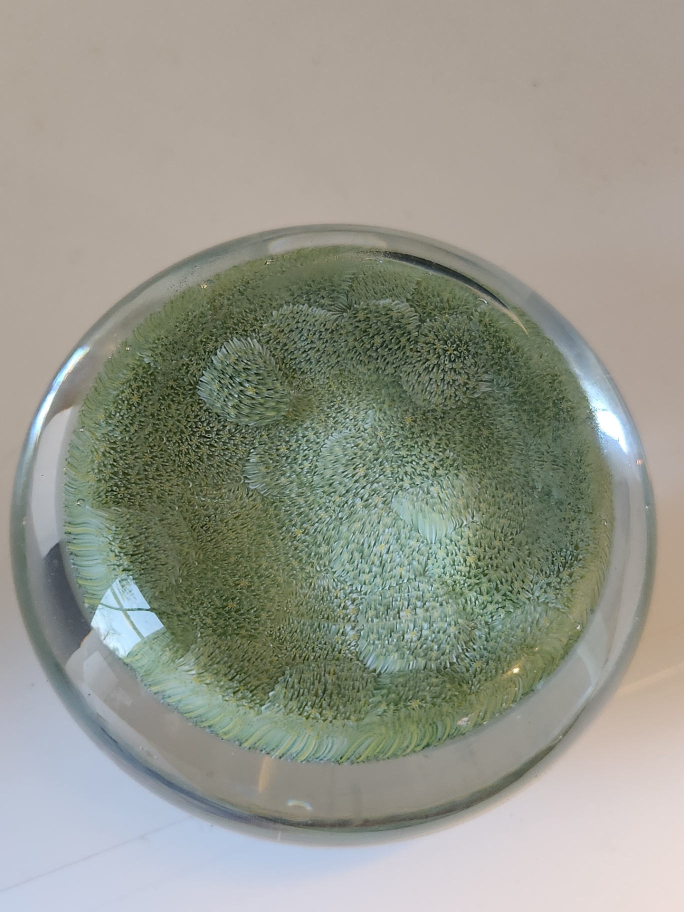 Vintage Vetri MURANO Barovier & Toso Glass Millefiori Art Glass Paperweight Green Yellow Micro Flowers - image 9 of 9