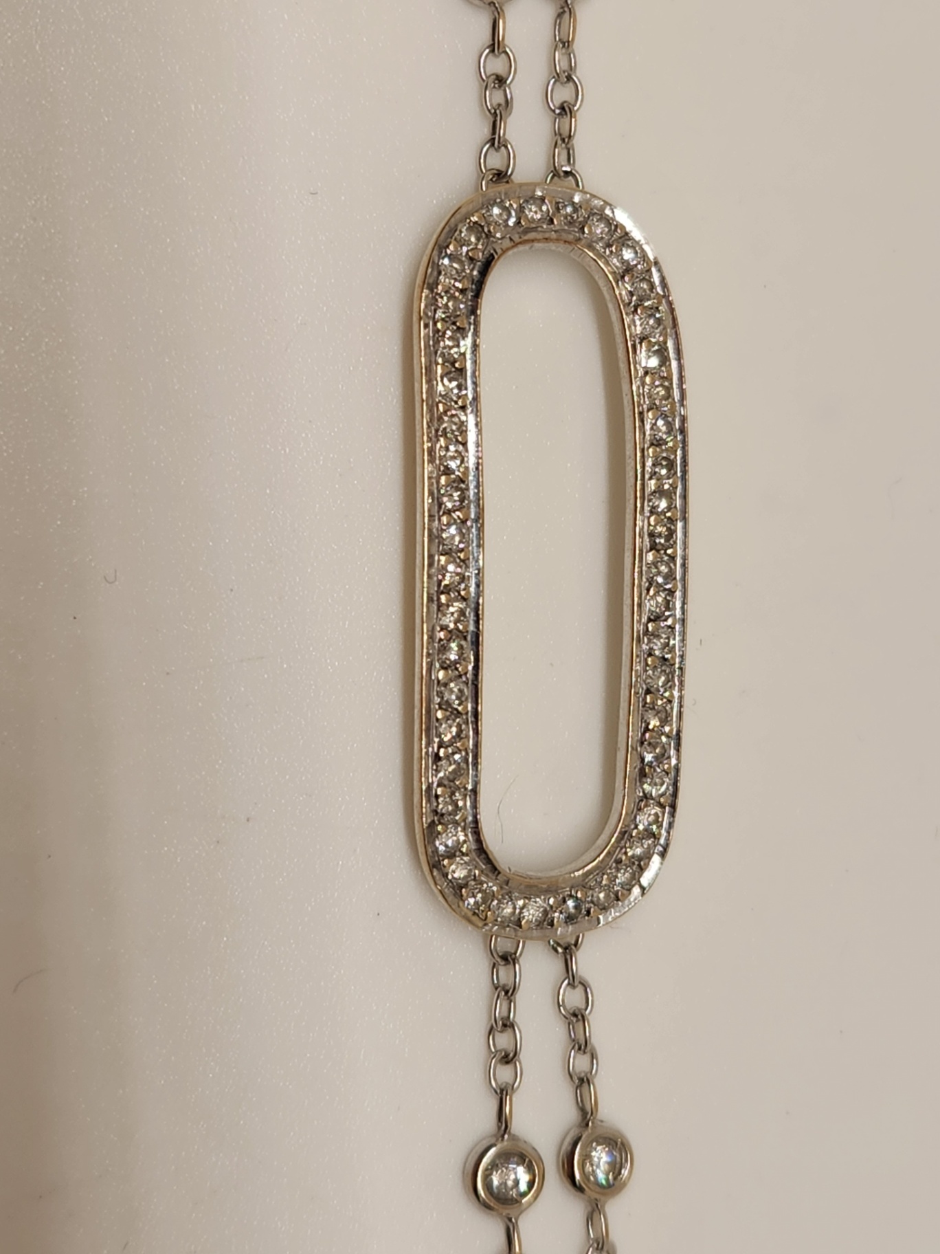 Vintage 18k White Gold Diamond Bracelet with Stylized "C" Hallmark - image 1 of 14