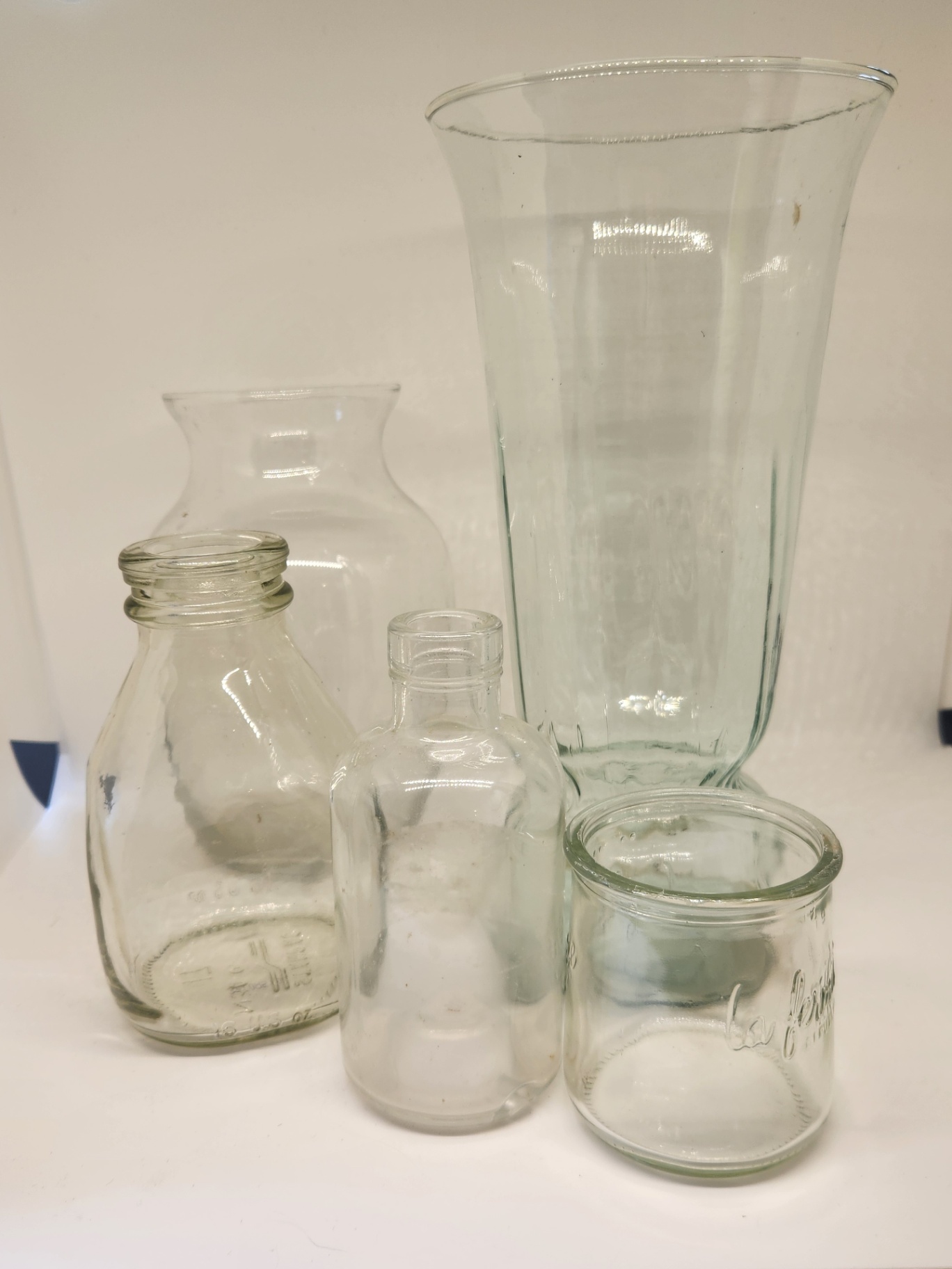 Glass Vase & Bottle Décor Lot + Copper Basket  - image 1 of 9
