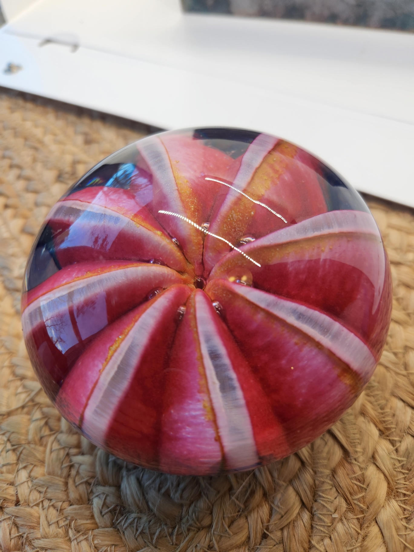 Epiphany Studio April Wagner Art Glass Pink Ruby Fruit Paperweight, signed and dated 2003 - image 1 of 7