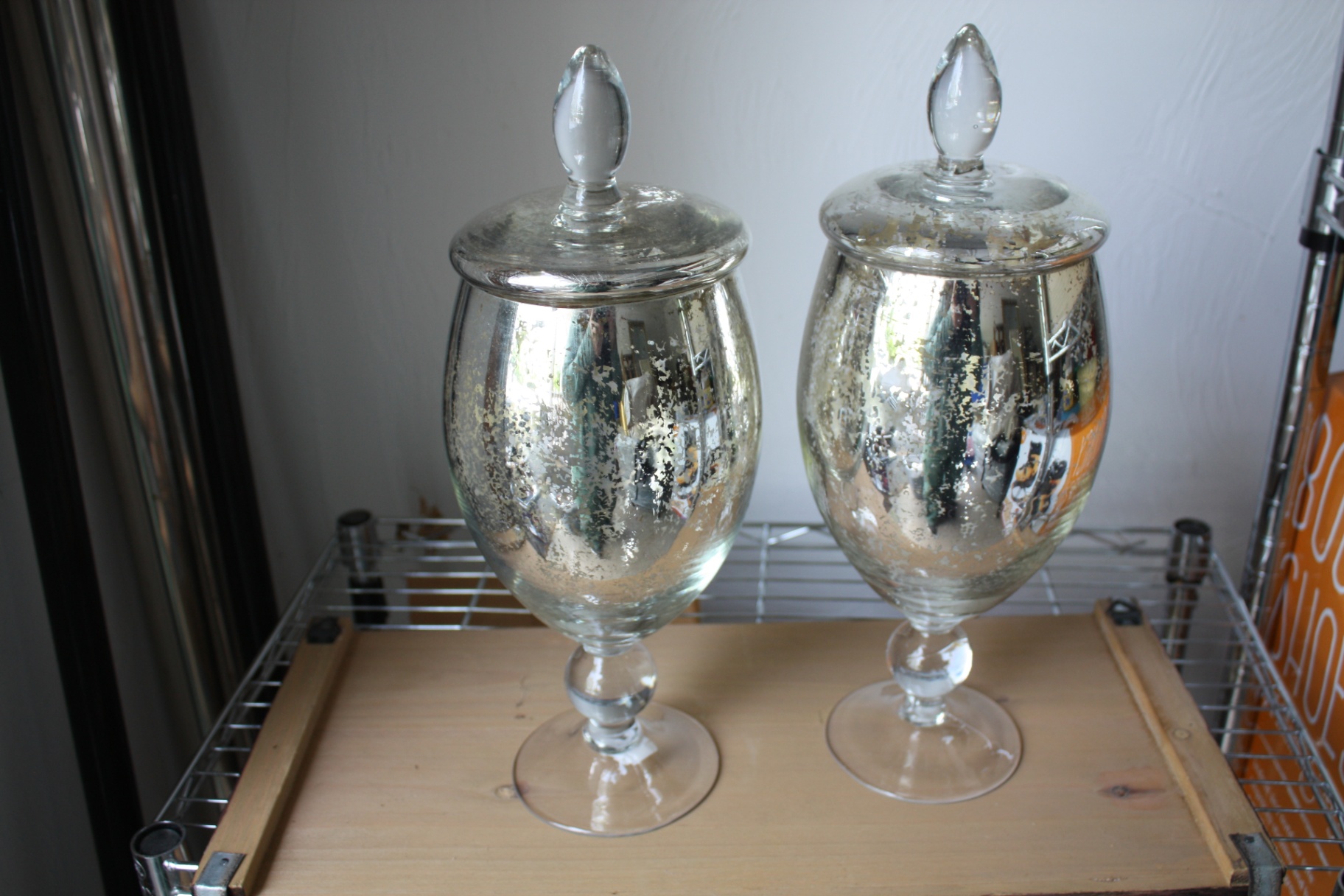 Silvered Mercury Glass Jars 3 Piece Set - image 2 of 4