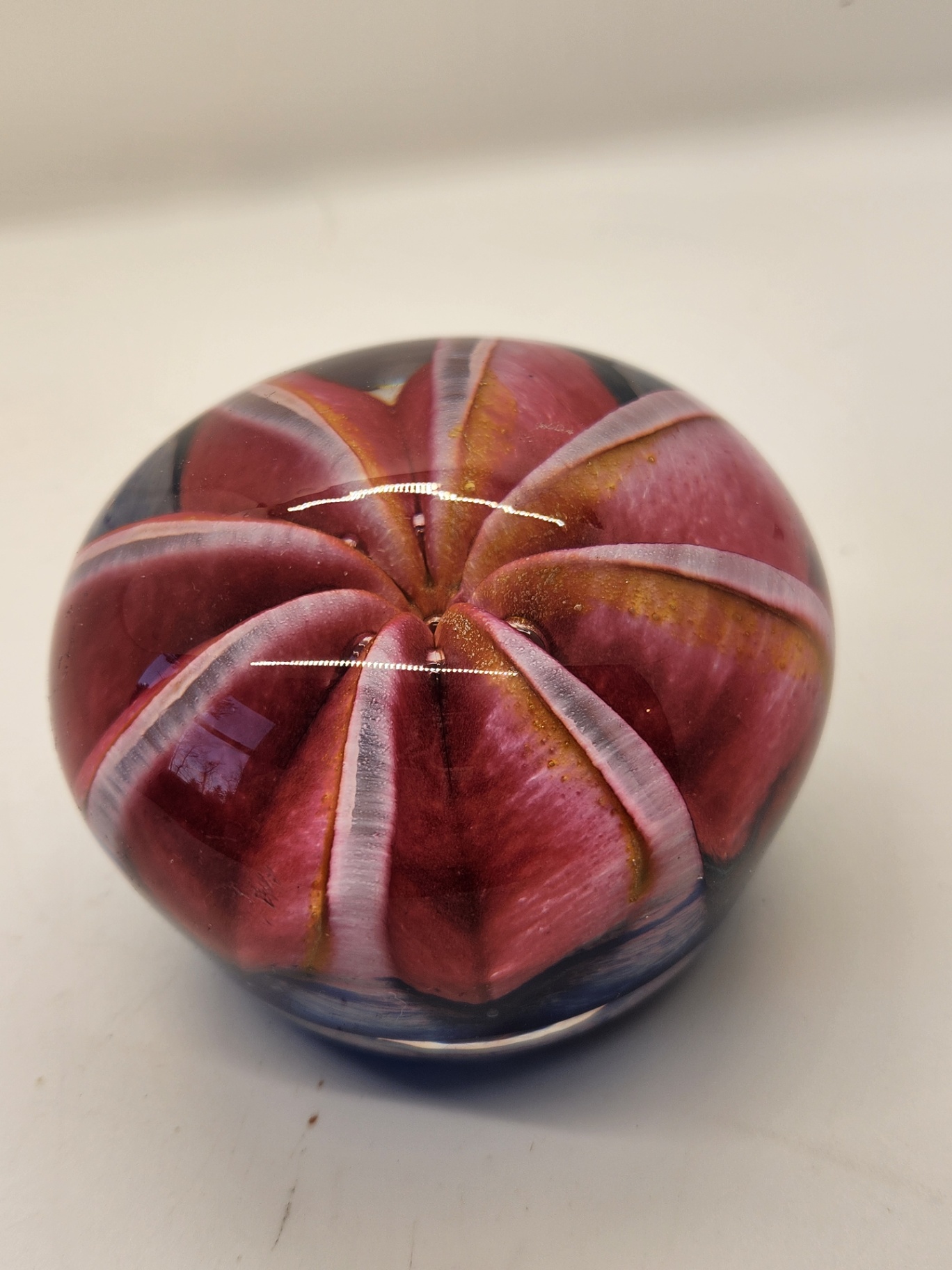 Epiphany Studio April Wagner Art Glass Pink Ruby Fruit Paperweight, signed and dated 2003 - image 2 of 7