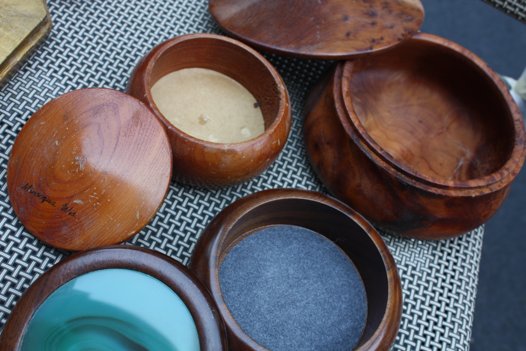 Vintage Hand-Turned Wooden Lidded Boxes – Mixed Lot of Decorative Storage Containers - image 2 of 2
