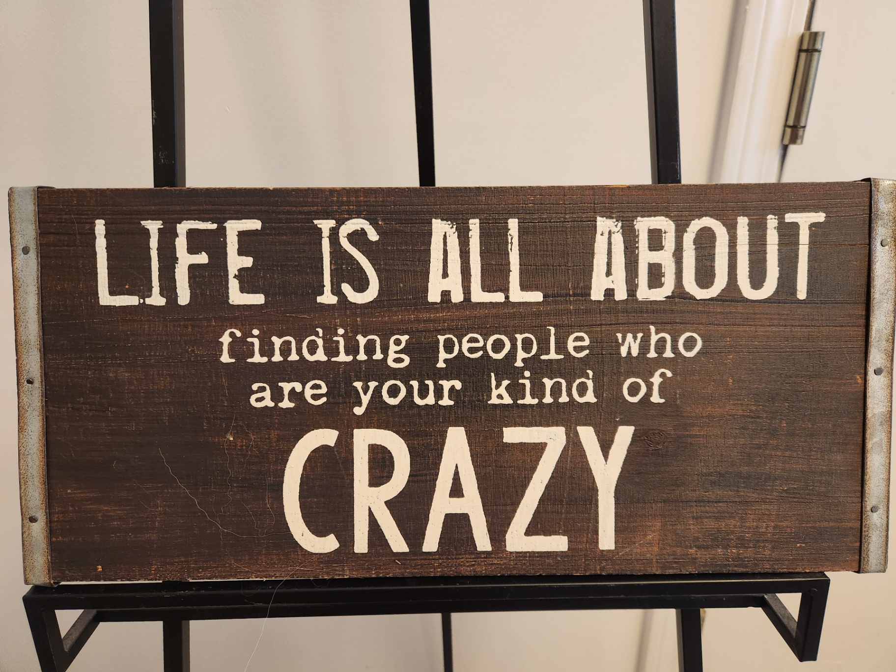 Set of 2 Inspirational Wall Signs – Modern "Joy" Gold Frame & Rustic "Crazy" Wooden Plaque - image 1 of 2
