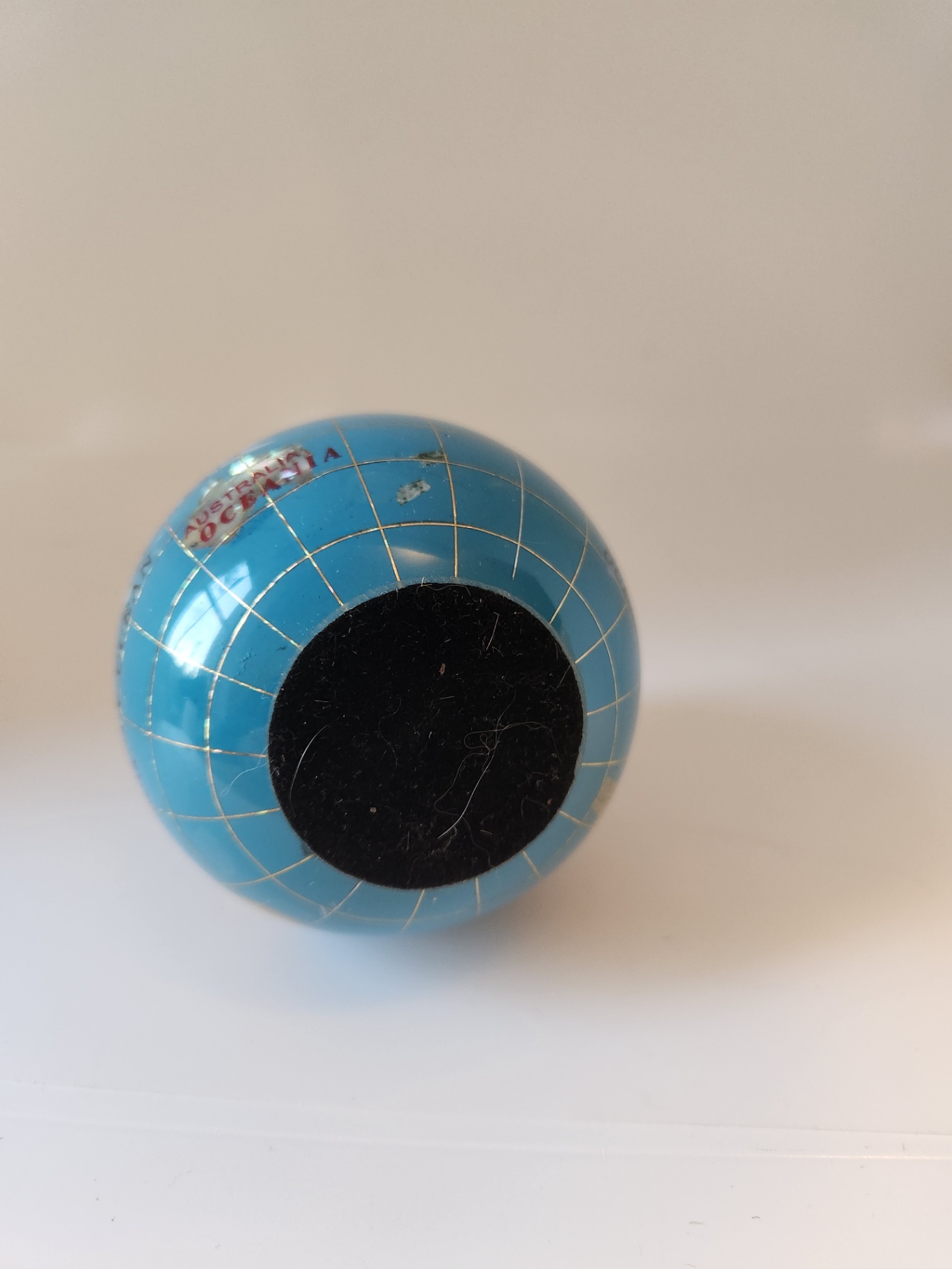 Vintage 3" Hardstone Semi-Precious Stone Inlay World Globe Paperweight – Pietra Dura Style – Flat Base - image 5 of 7