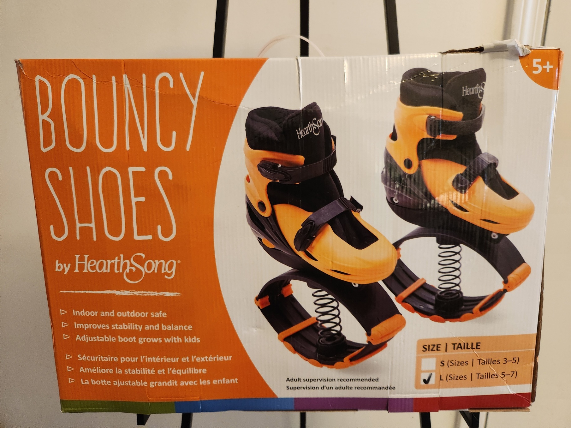 HearthSong Bouncy Shoes – Kids Spring Jumping Shoes, Size L (US Kids 5–7), Orange/Black, Original Box - image 2 of 5