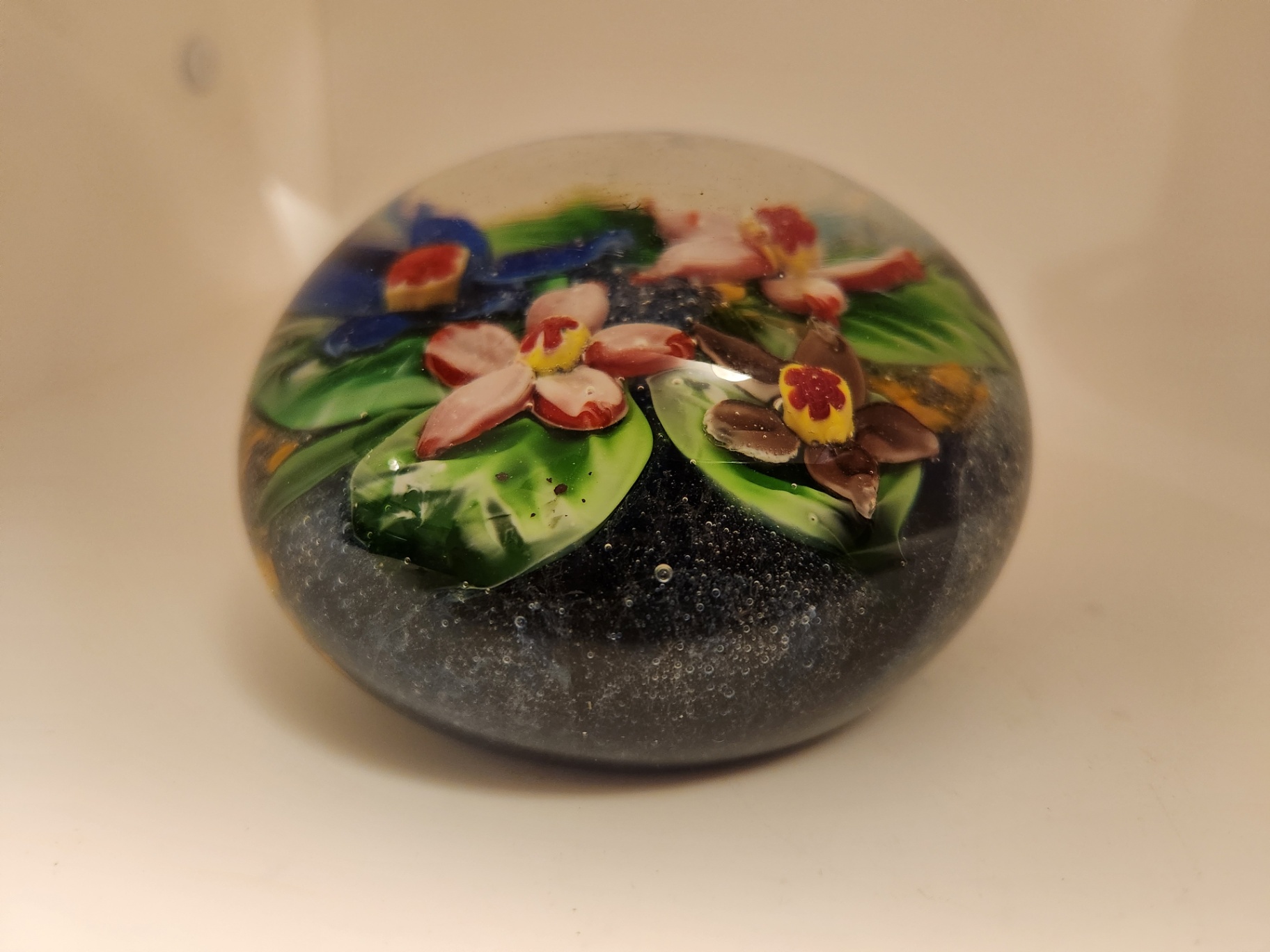 Vintage Murano Art Glass Floral Paperweight with Millefiori Ground & Cane Flowers – Italy - image 12 of 13
