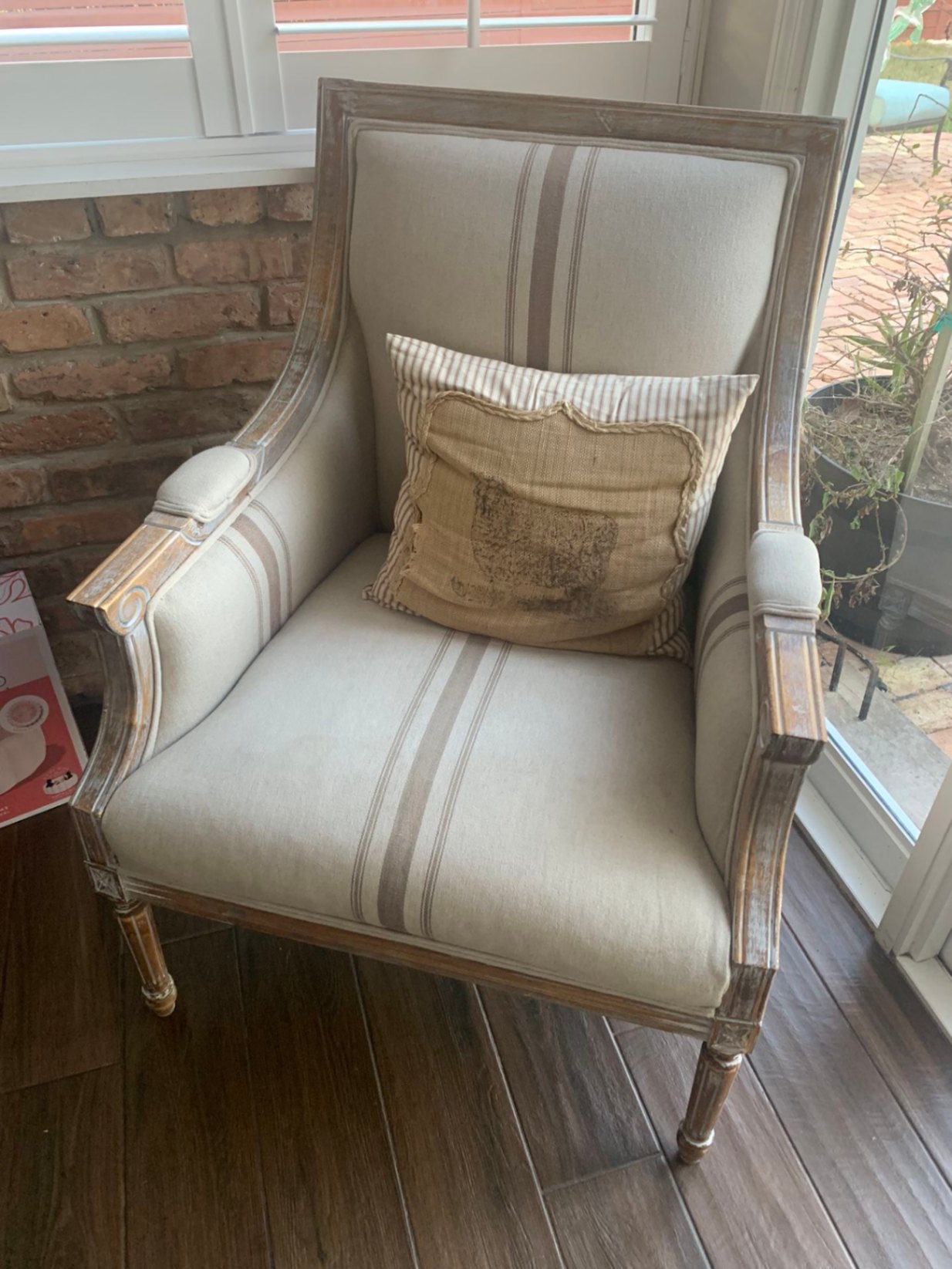 Rowena Upholstered Armchair by Birch Lane – Traditional French Country / Carved Wood Frame (Pair with Lot 100) - image 2 of 5