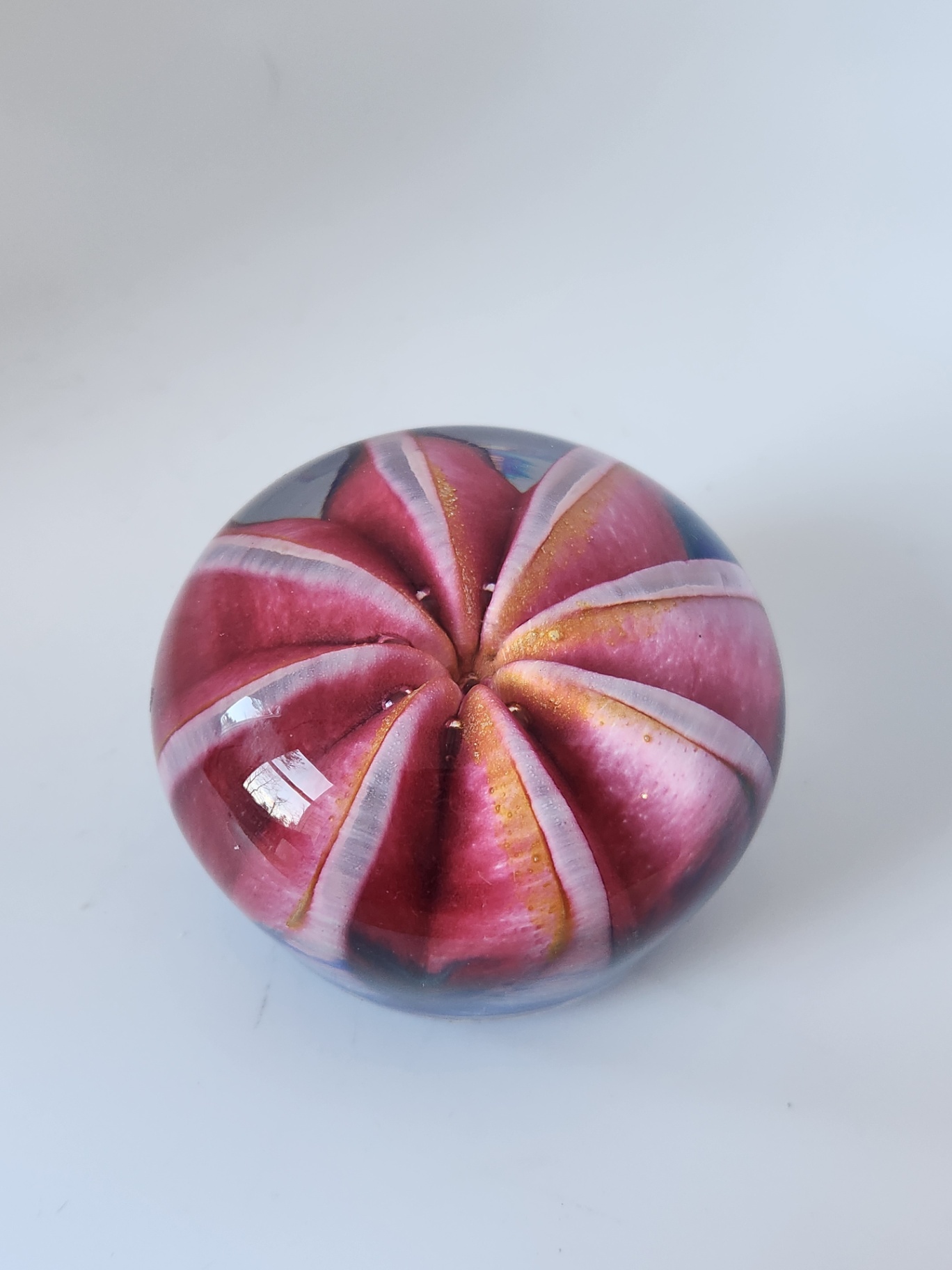 Epiphany Studio April Wagner Art Glass Pink Ruby Fruit Paperweight, signed and dated 2003 - image 4 of 7