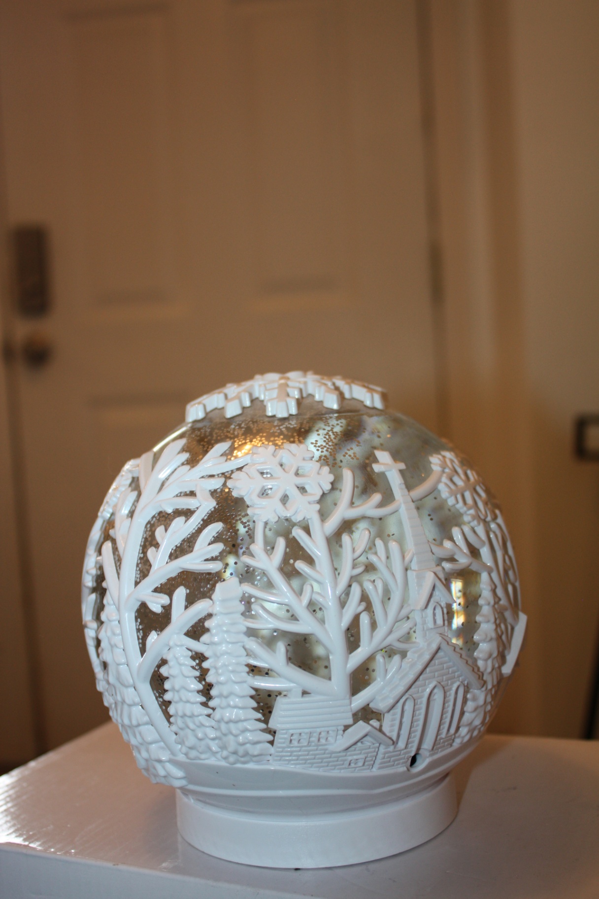 Lighted Water Lantern Snow Globe - White Santa/Sleigh - image 2 of 3