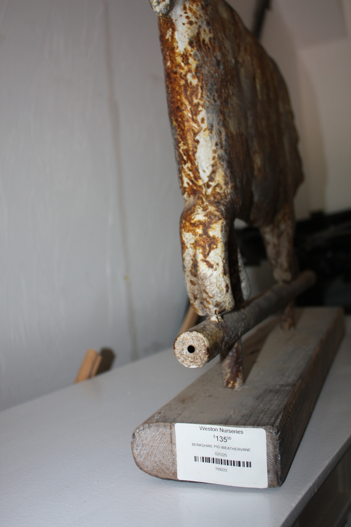 Large Jedd Gold Berkshire Pig Weathervane Sculpture on Rustic Wood Base - image 4 of 4