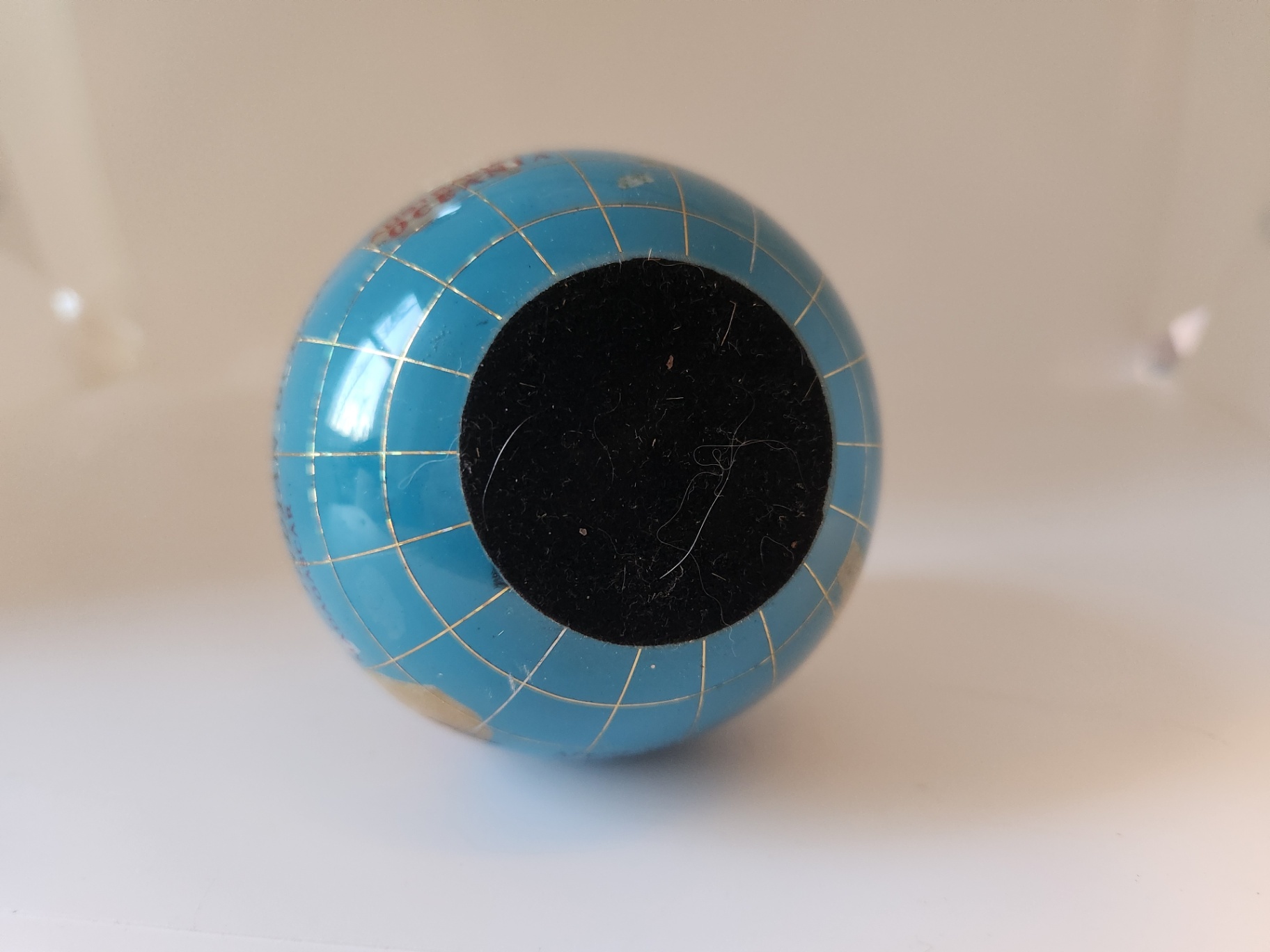 Vintage 3" Hardstone Semi-Precious Stone Inlay World Globe Paperweight – Pietra Dura Style – Flat Base - image 6 of 7