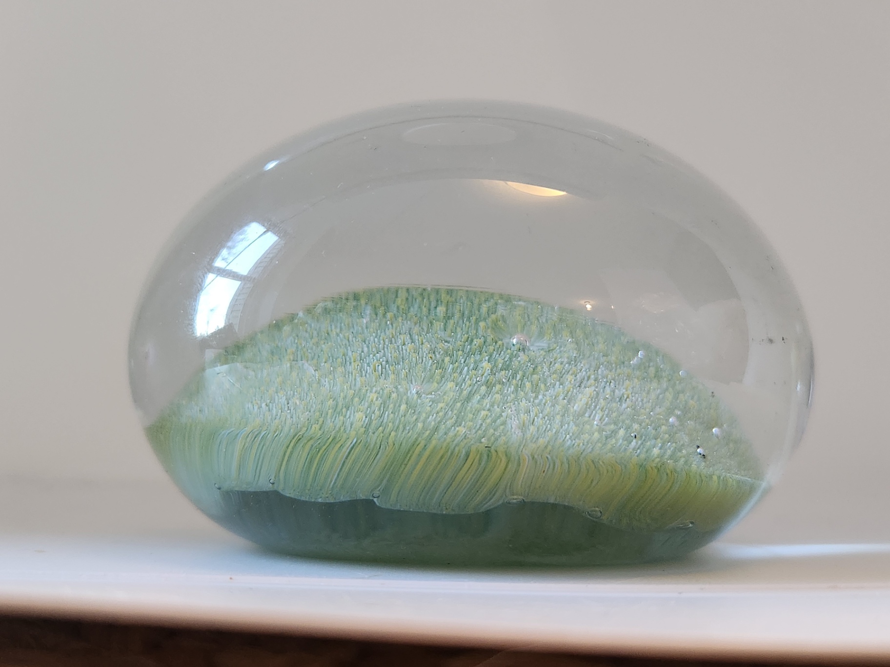 Vintage Vetri MURANO Barovier & Toso Glass Millefiori Art Glass Paperweight Green Yellow Micro Flowers - image 4 of 9