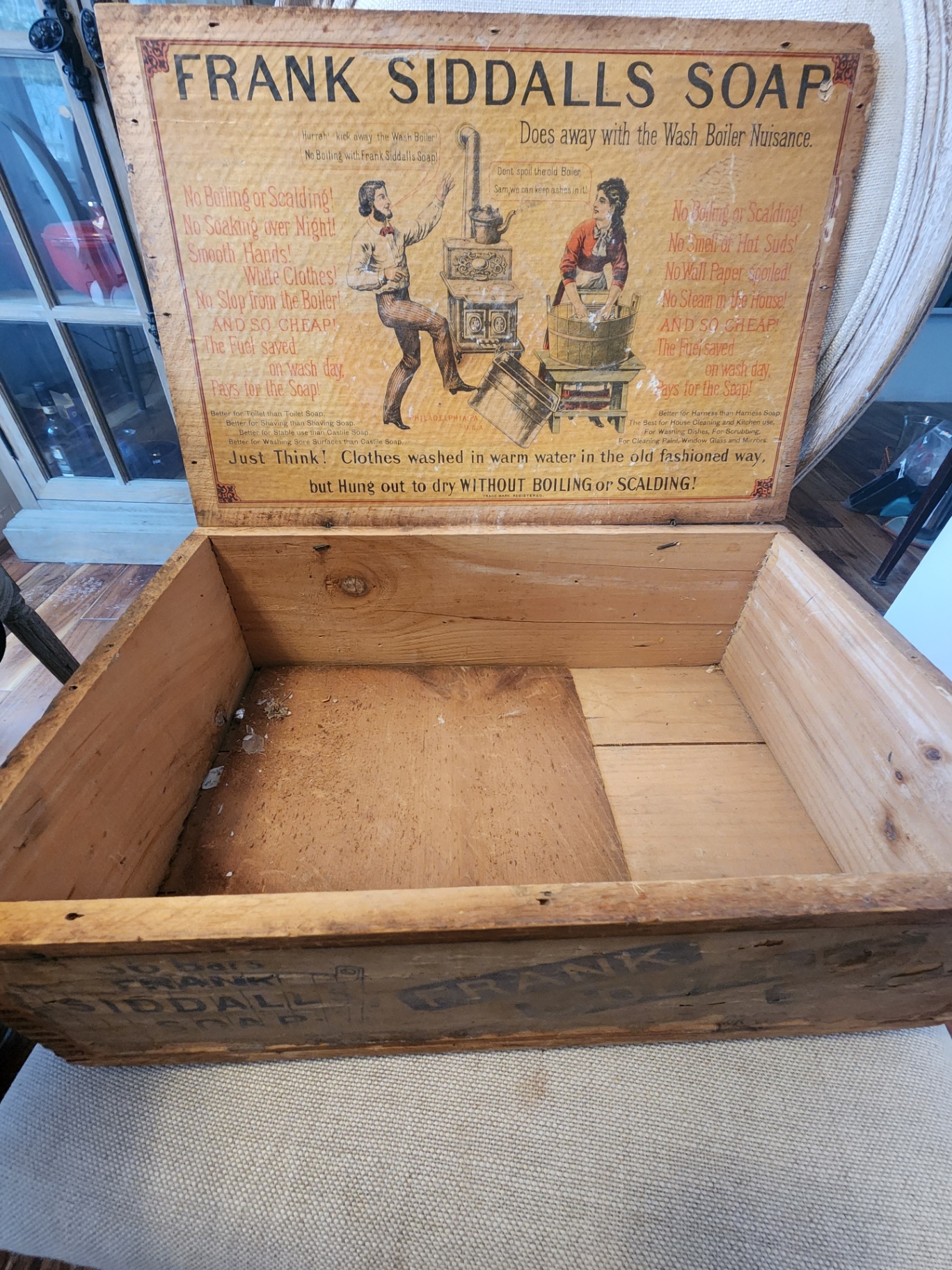 Vintage Frank Siddall’s Soap Wooden Crate Box w/ Original Advertising Lid Panel - image 8 of 8