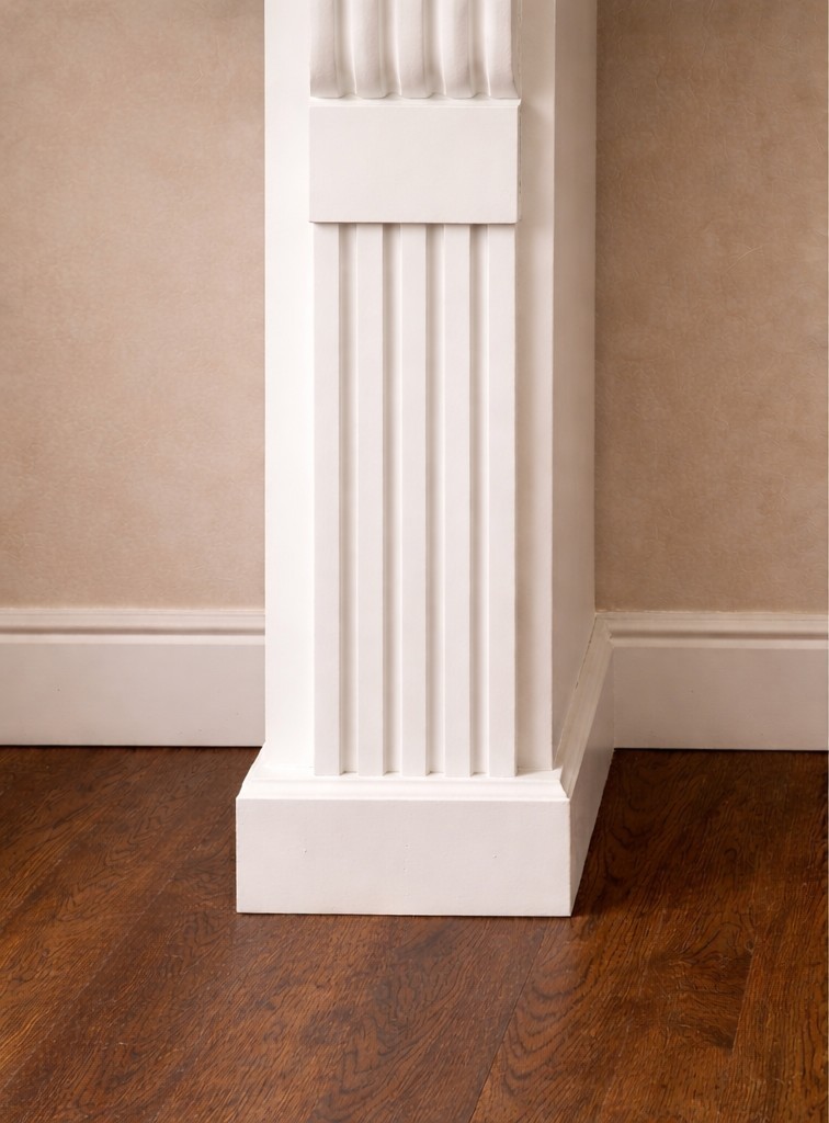 Decorative Neoclassical Style Wood Fireplace Mantel – Fluted Pilasters & Paneled Frieze - image 4 of 4