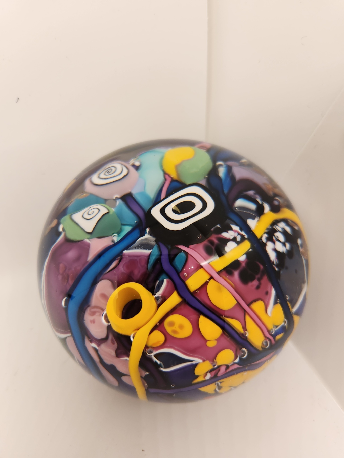 Signed Kliszewski (Bob Klis) Art Glass Paperweight 1999 – 3” Abstract Multicolor Studio Glass Orb - image 1 of 5